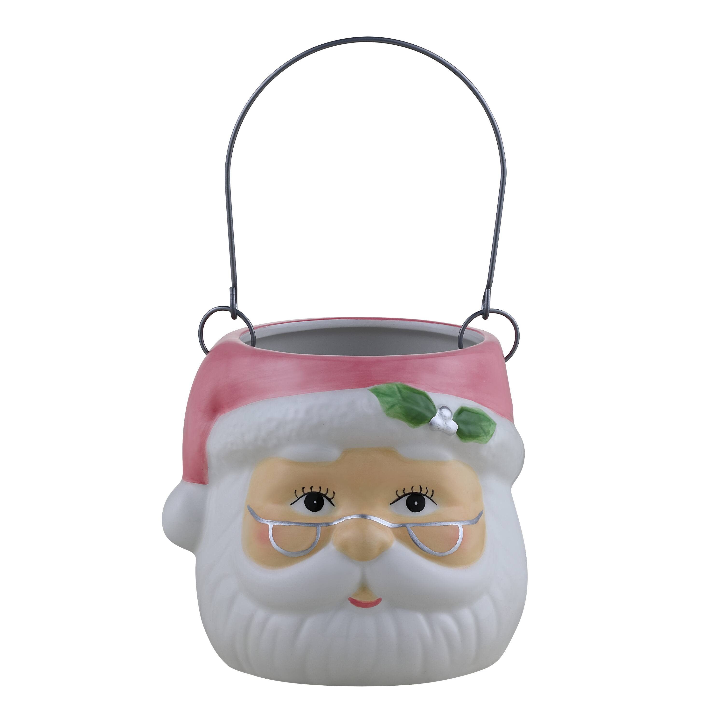 5" Pink Santa Claus Nostalgic Ceramic Container