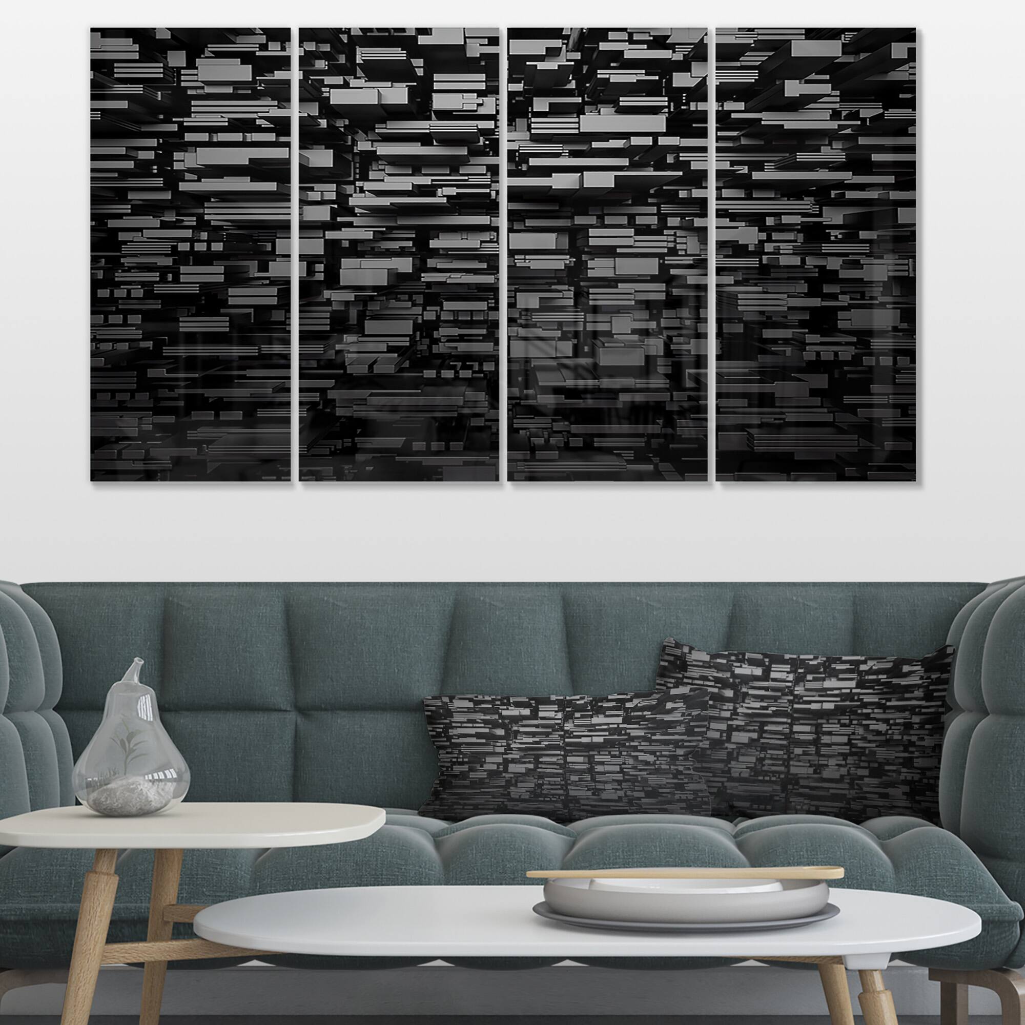 Designart - Black 3D Geometric Background