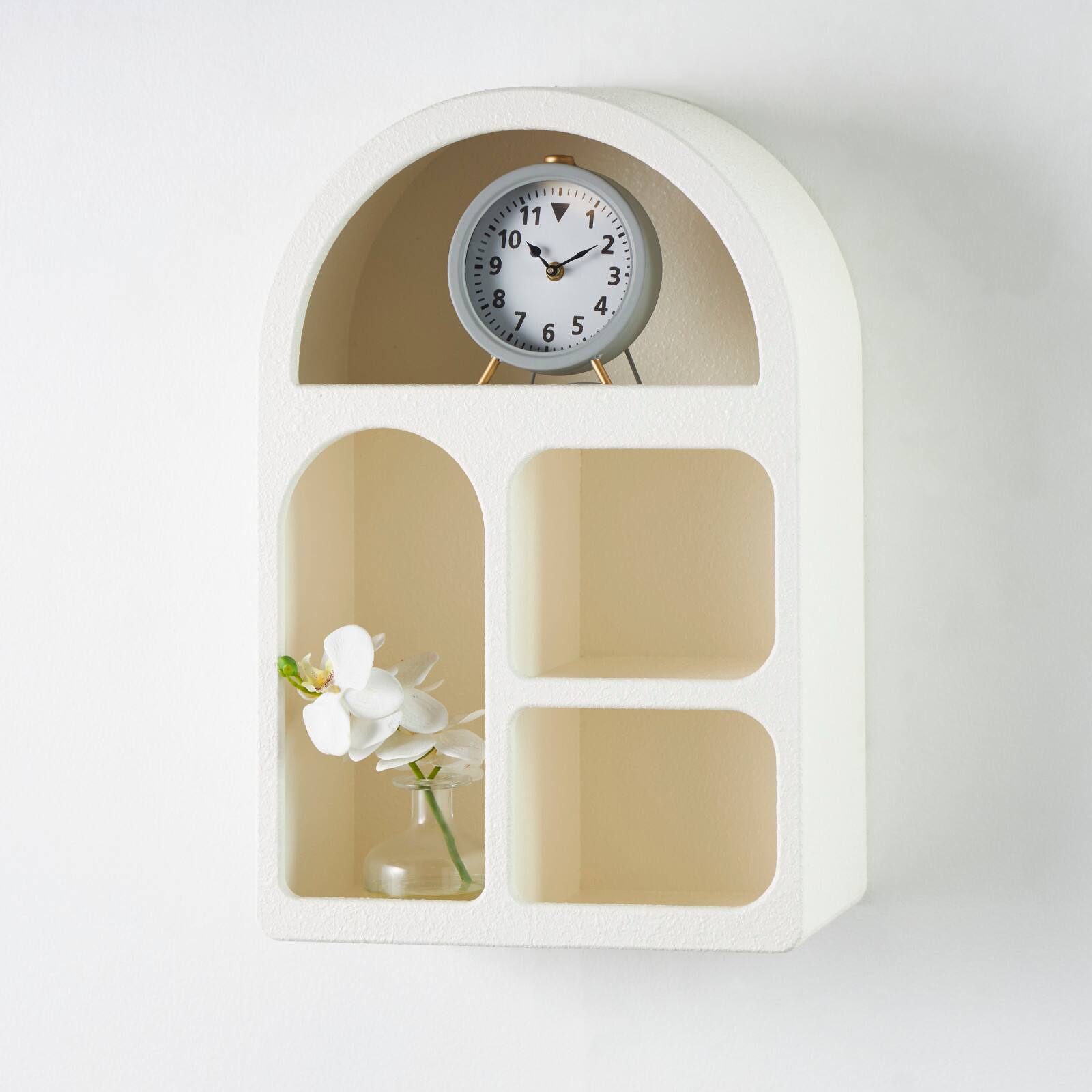 24&#x22; Cream Geometric Arched Wall Shelf