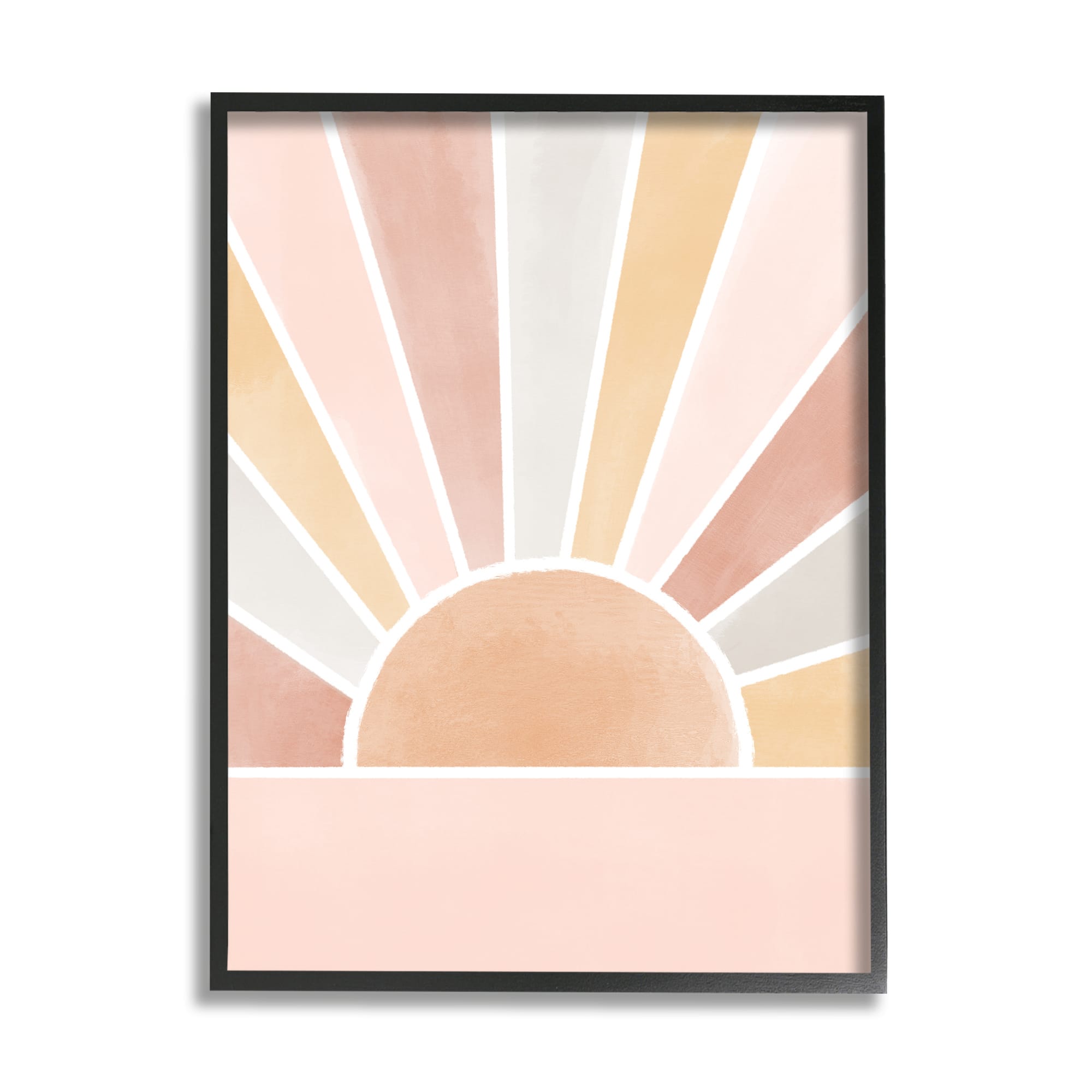 Stupell Industries Pink Tone Horizon Striped Sun Ray Landscape Framed Wall Art