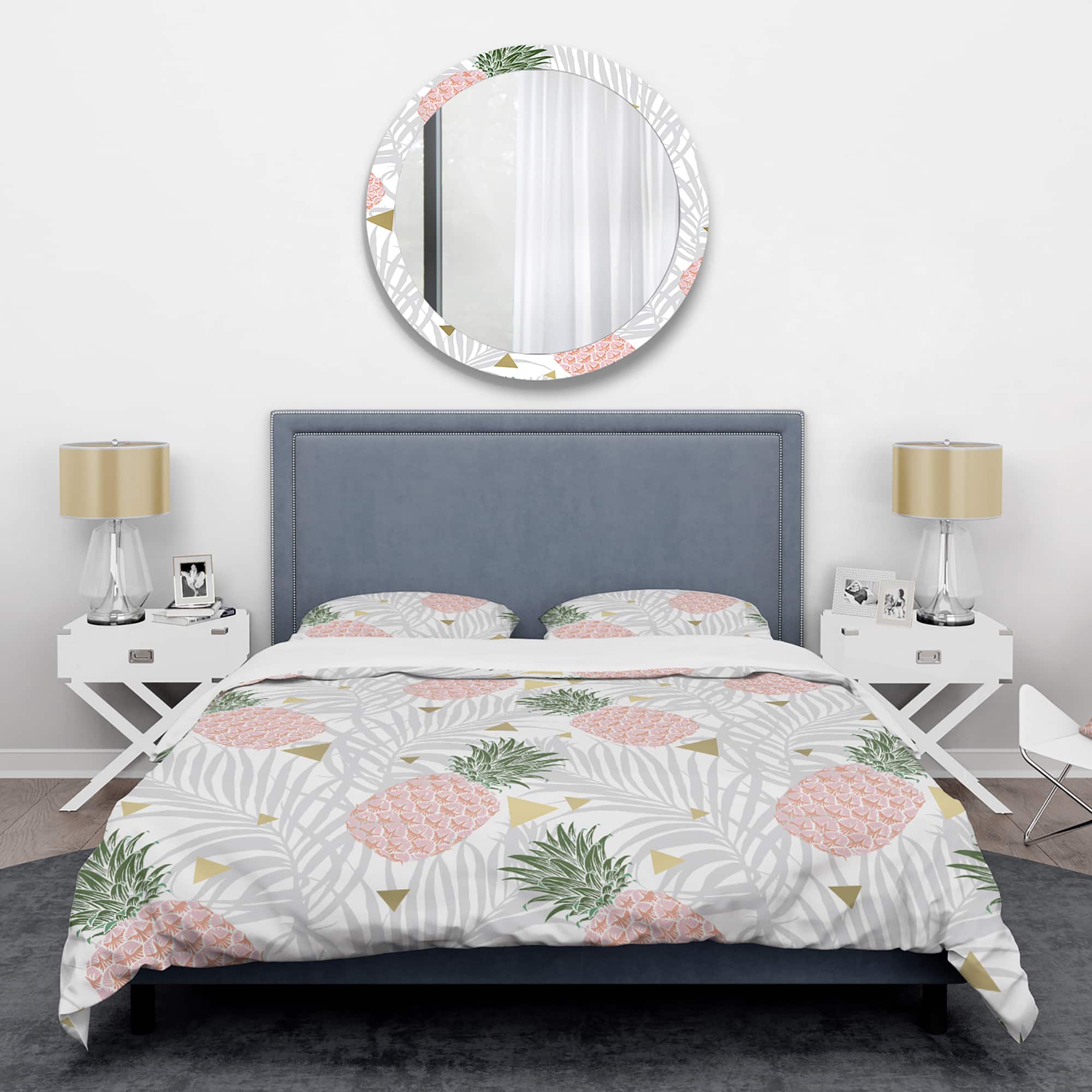 Designart &#x27;Pineappple On Tropical Leaves&#x27; Mid-Century Duvet Cover Set