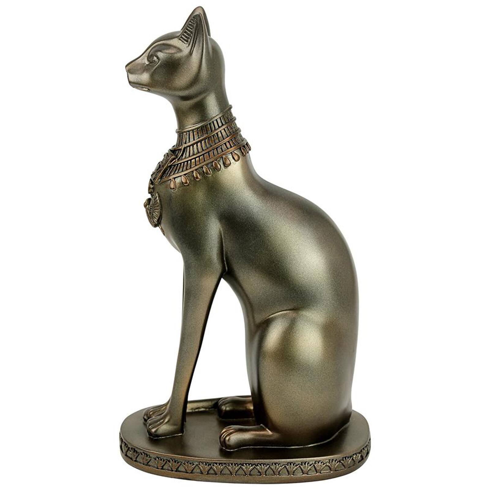 11.5" Gold Cat Goddess of Ancient Egypt Statue