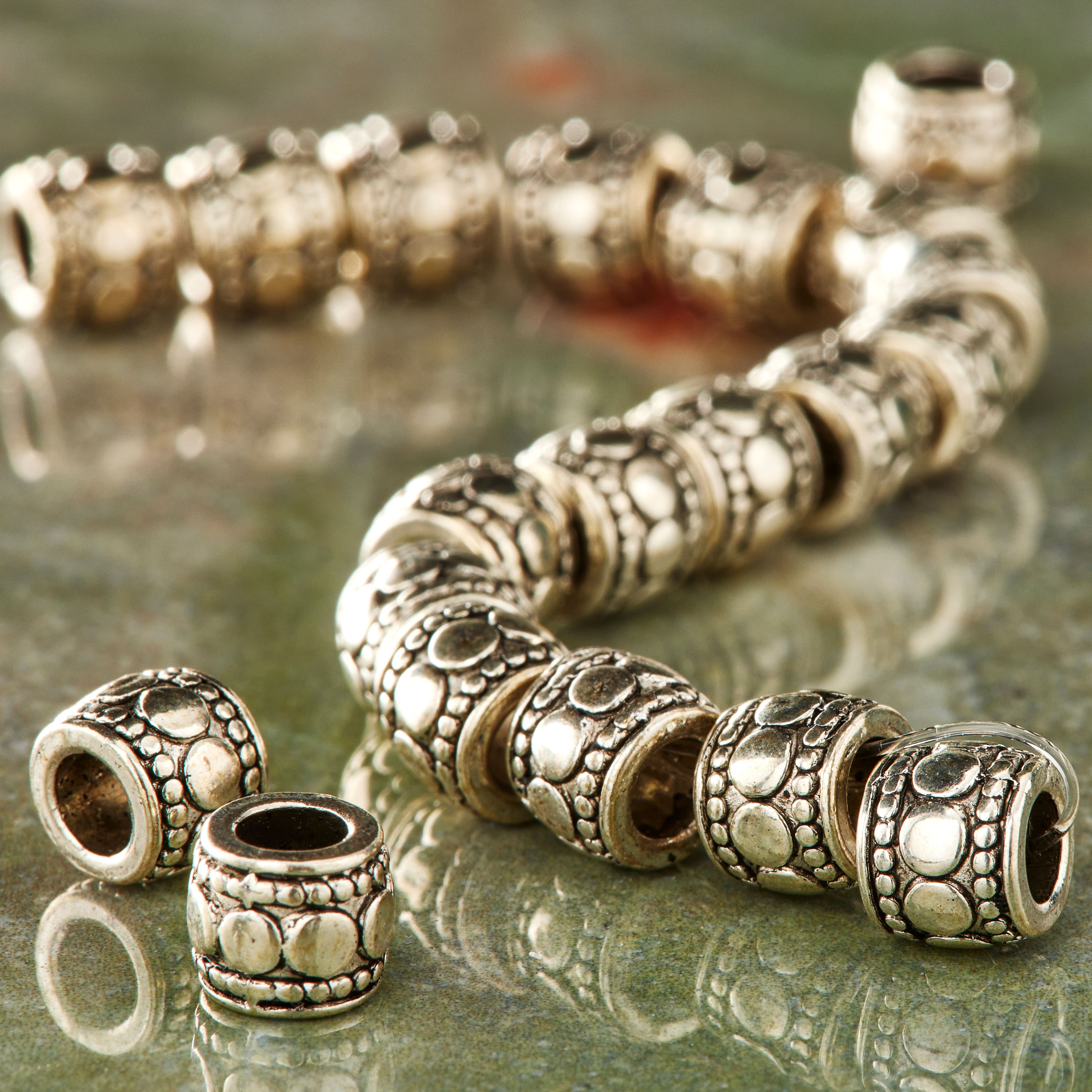 Sterling Silver Plated Tube Beads, 7mm by Bead Landing&#x2122;