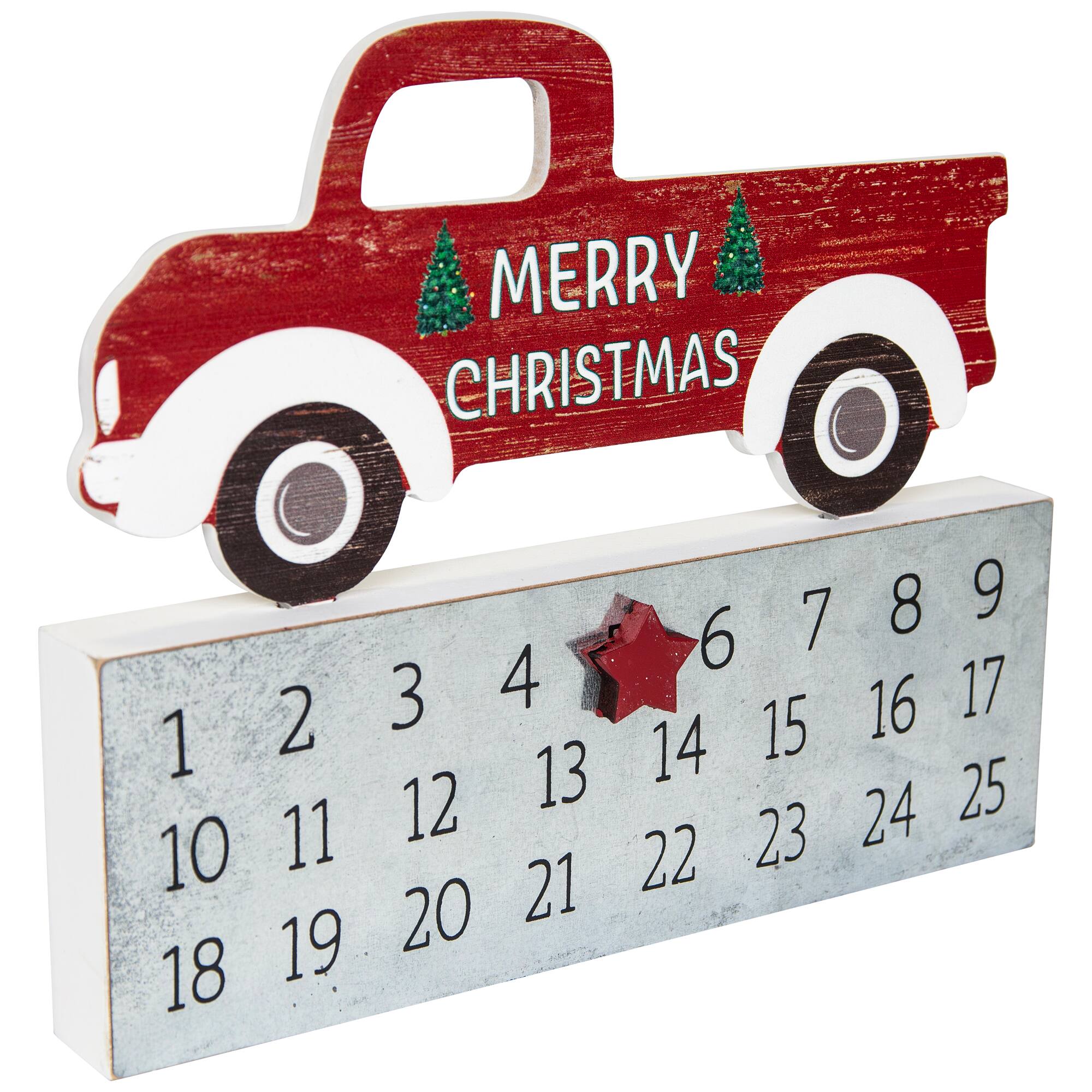 Merry Christmas Truck Wooden Advent Calendar - 9"