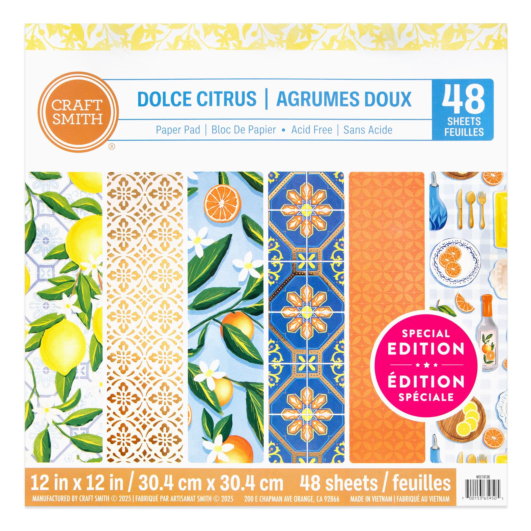 Craft Smith 12" x 12" Dolce Citrus Paper Pad, 48 Sheets
