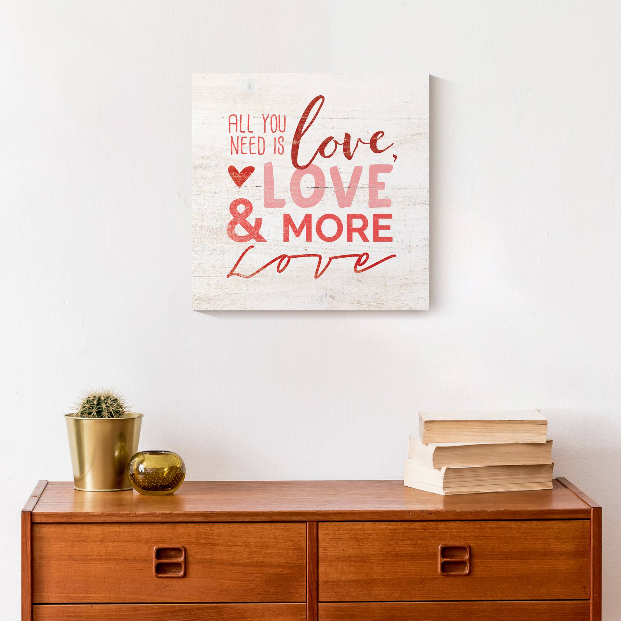 Love Type Distressed 12&#x22; x 12&#x22; Canvas Wall Art