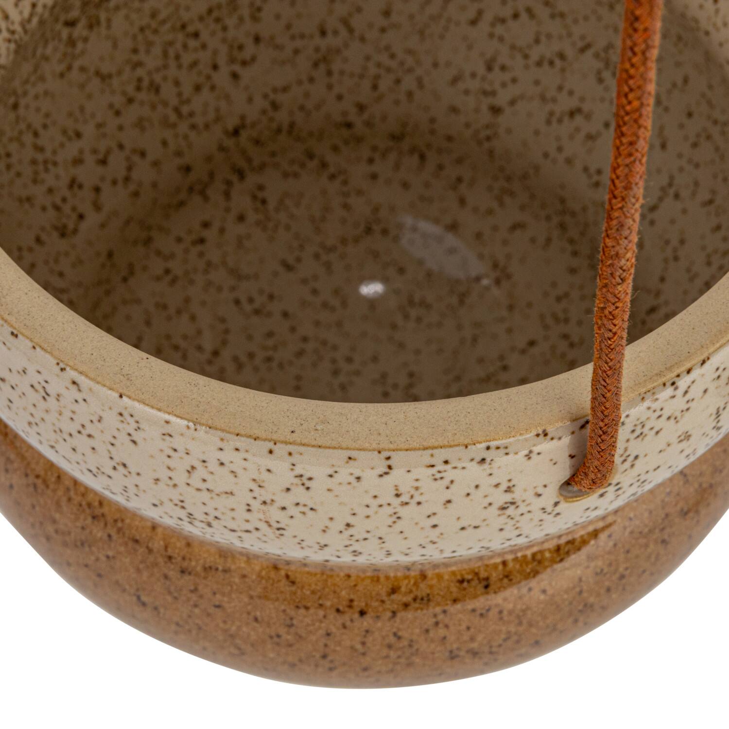 Hello Honey® 5.6" Brown & Cream Hanging Stoneware Planter