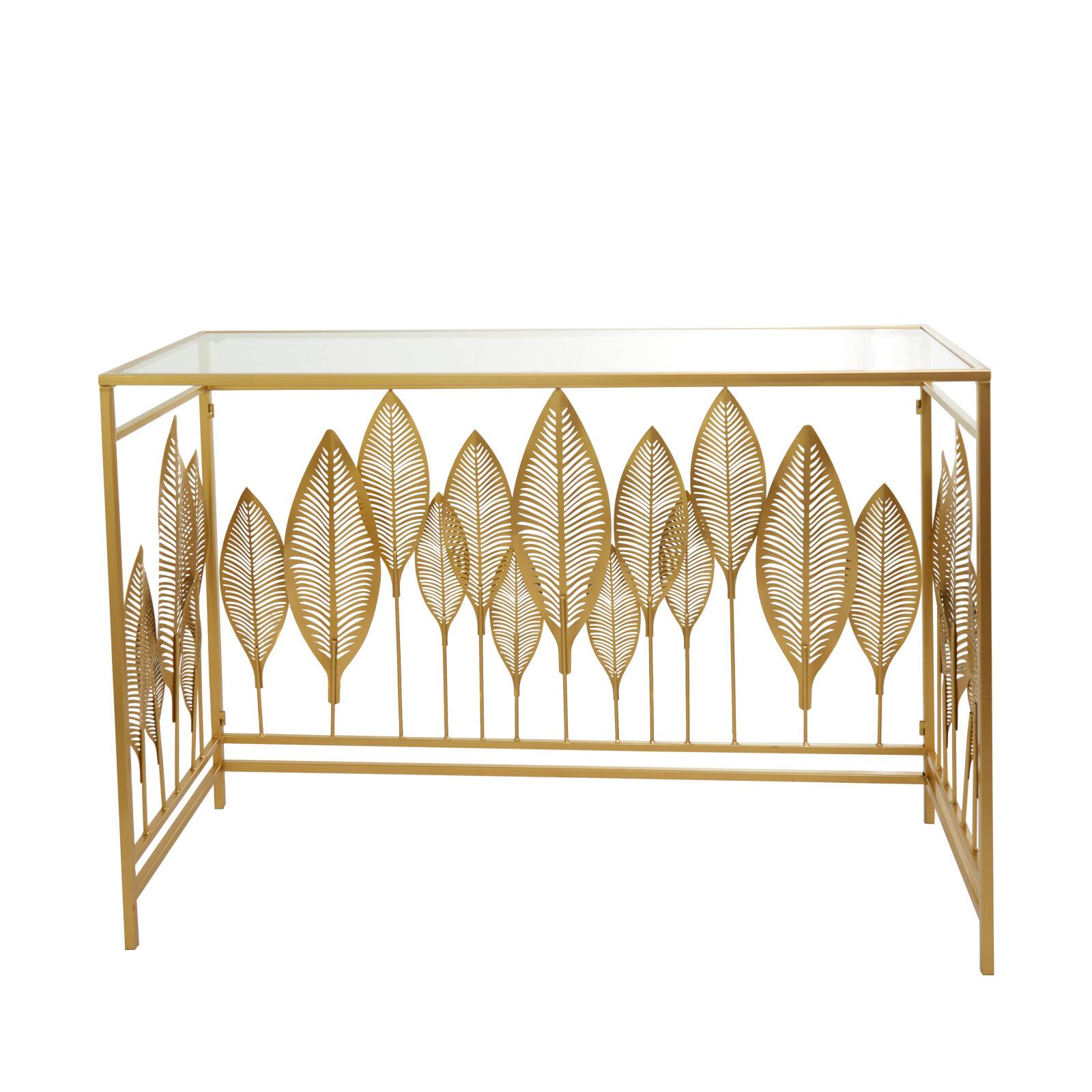 Gold Metal Contemporary Console Table, 30" x 44" x 16"