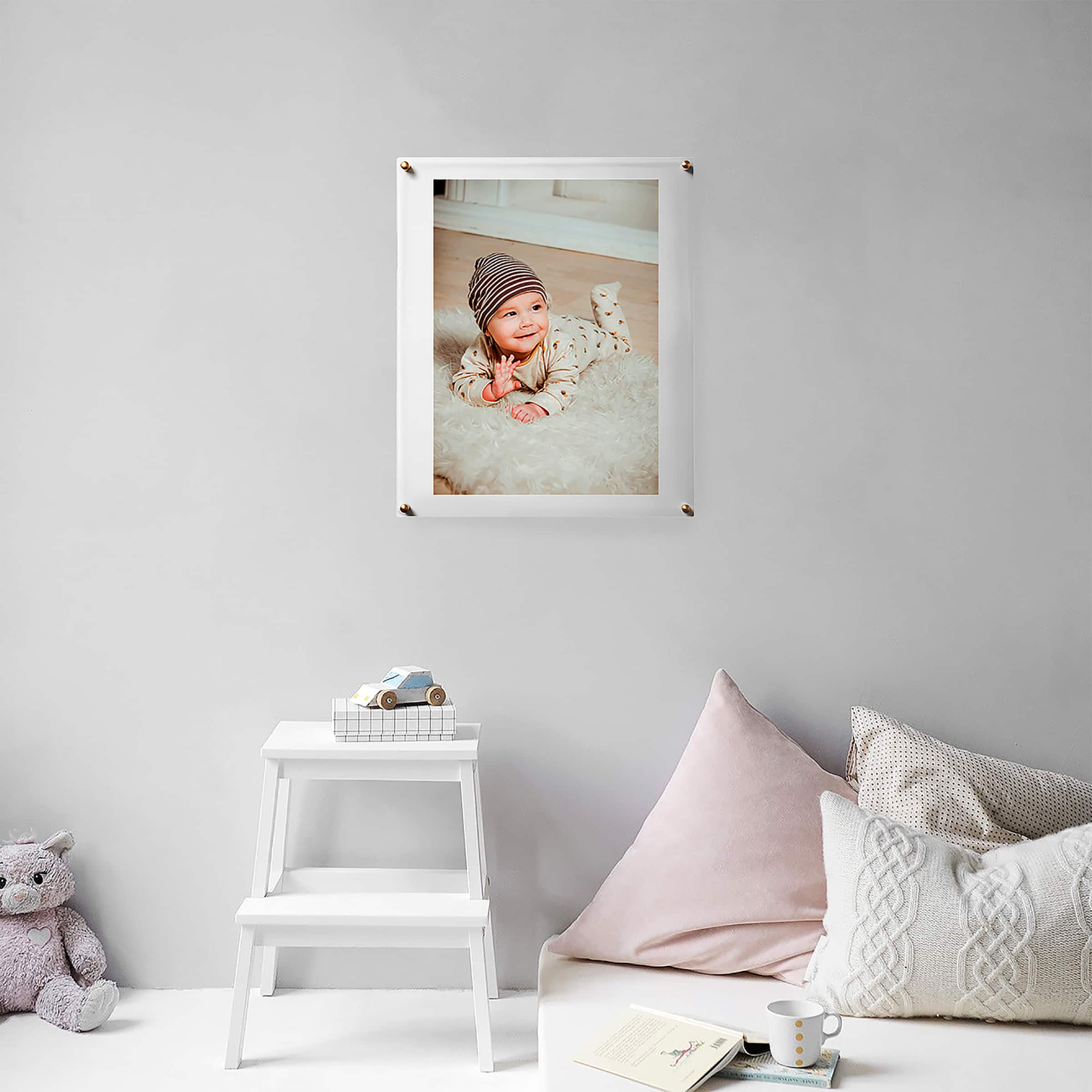 Cool Modern Frames Clear Acrylic Float Frame with Gold Hardware