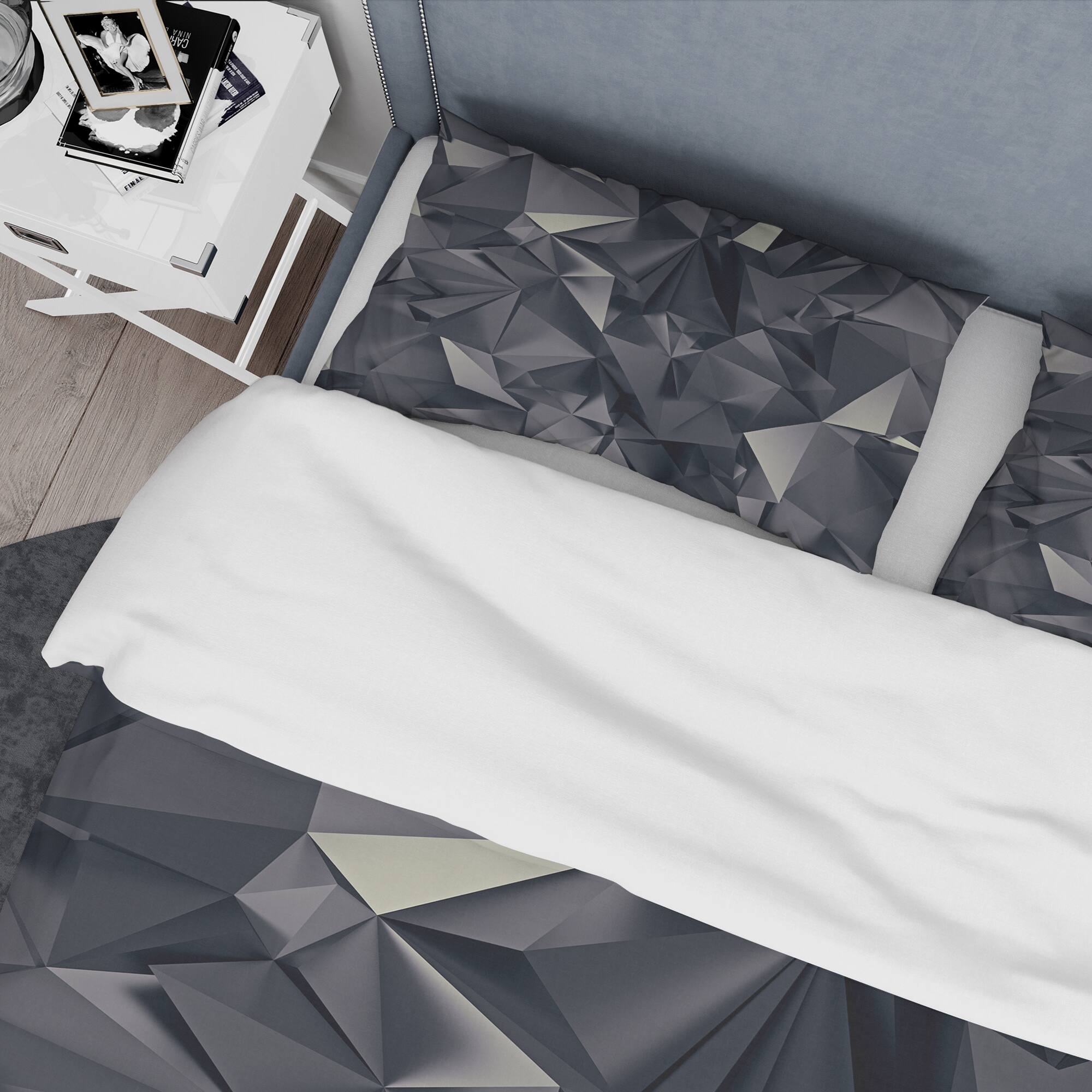 Designart 'Geometric Triangular Shades of Black' Modern & Contemporary Bedding Set