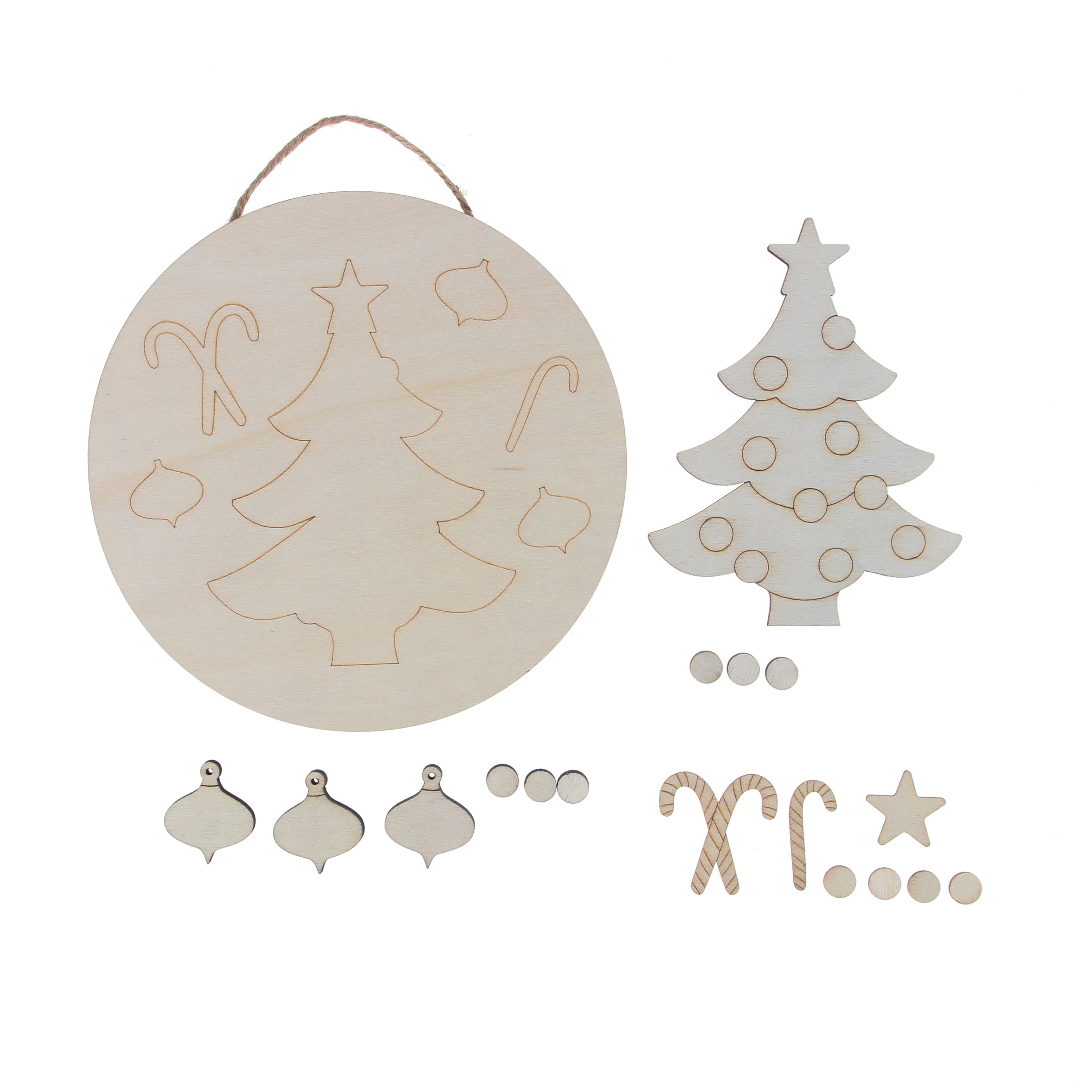 Candy &#x26; Christmas Tree Plaque DIY Wood D&#xE9;cor Kit by Make Market&#xAE;