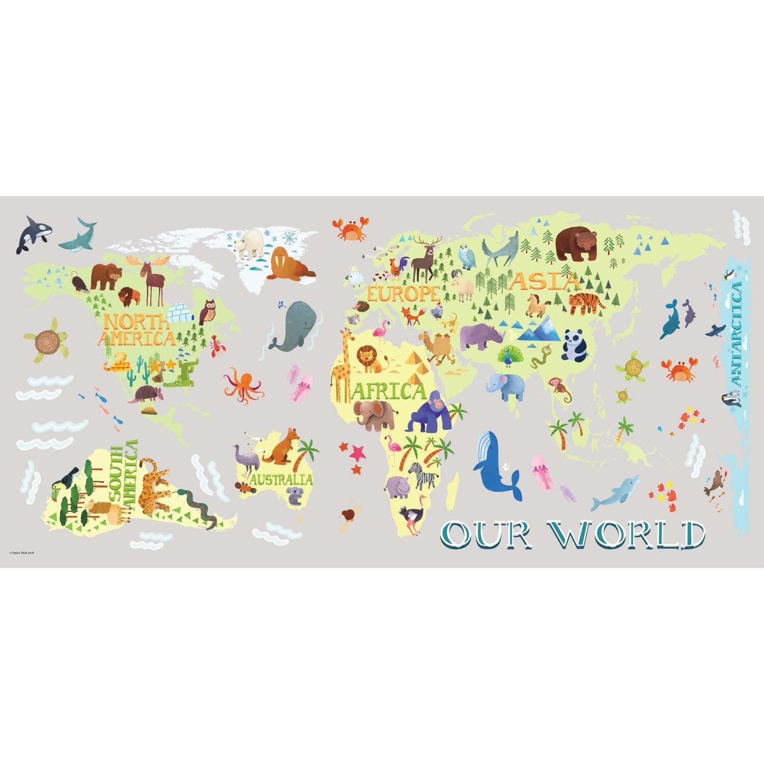 RoomMates Kids World Map Peel & Stick Giant Wall Decals