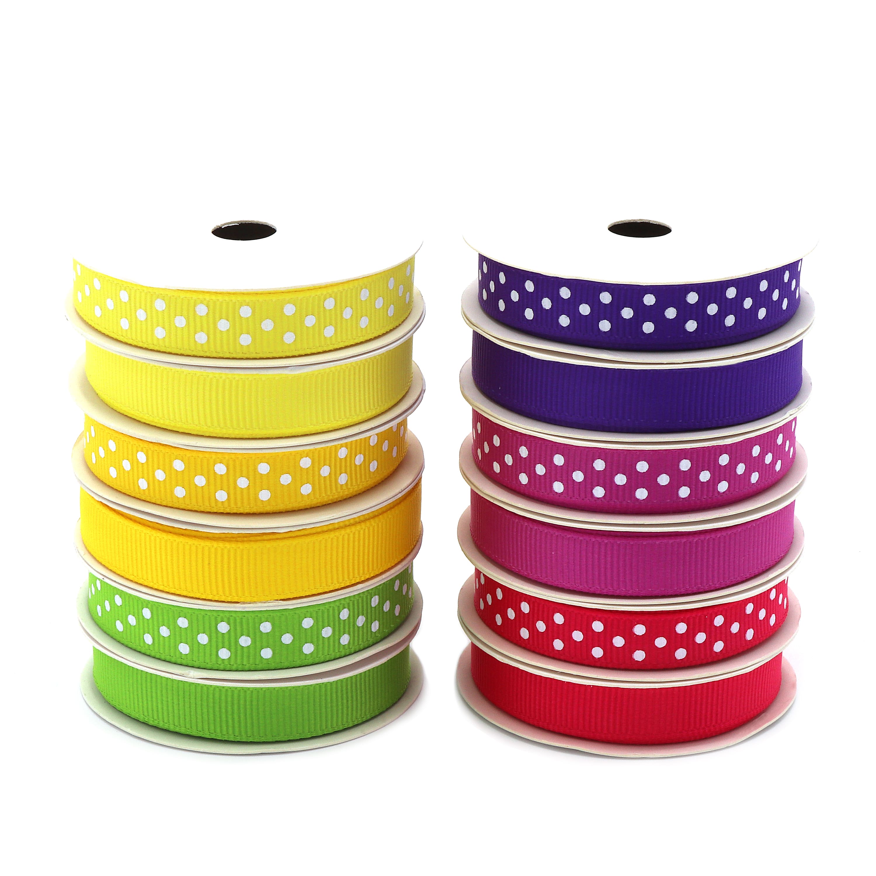Gwen Studios 3/8" x 48yd. Bright Solid & Dots Grosgrain Ribbon, 24ct.