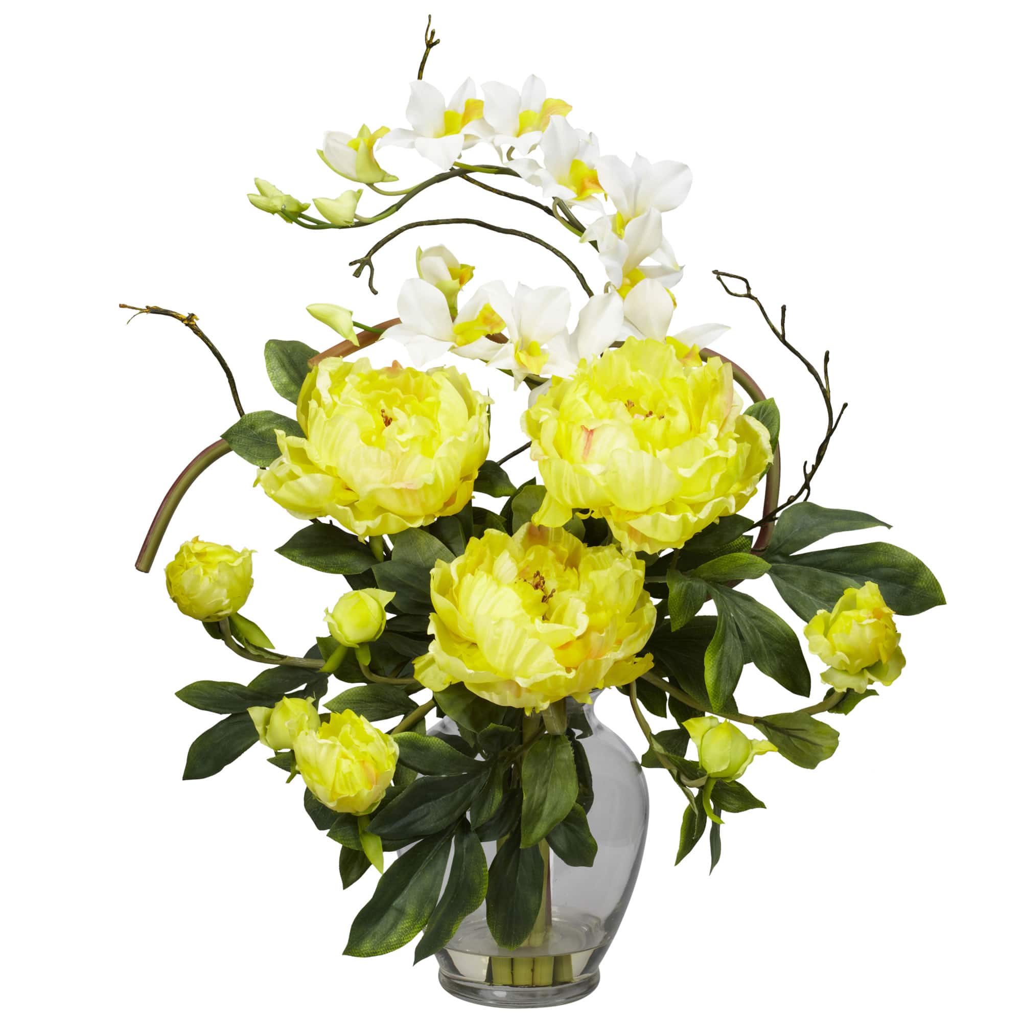 Peony &#x26; Orchid Silk Flower Arrangement