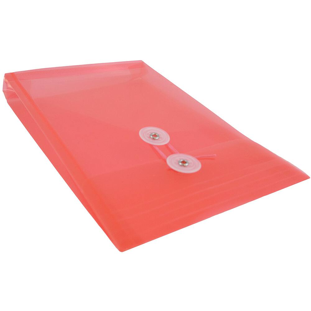 JAM Paper 6.25&#x22; x 9.25&#x22; Pink Button &#x26; String Closure Plastic Envelope, 12ct.