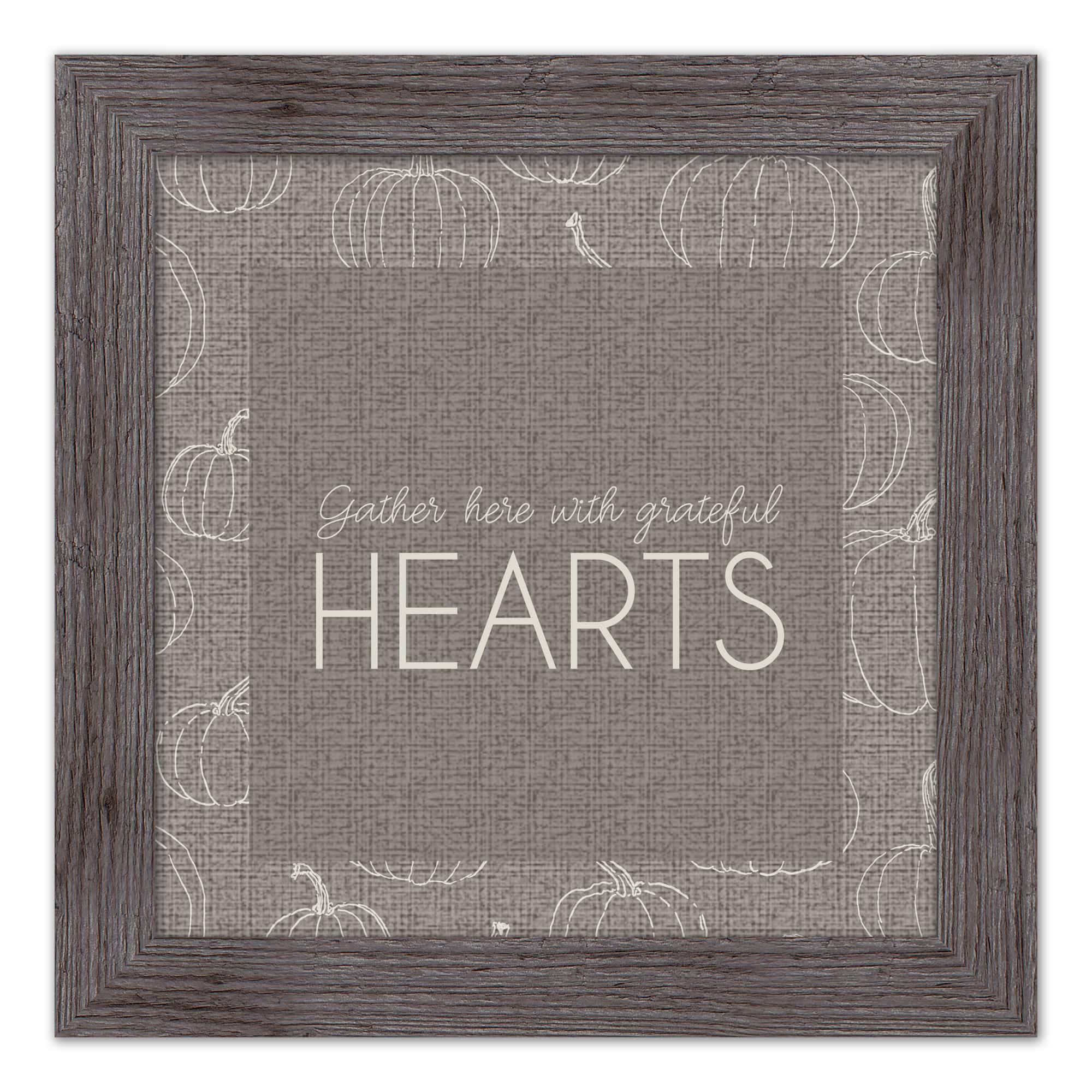 Gray Grateful Hearts Print in Western Gray Frame