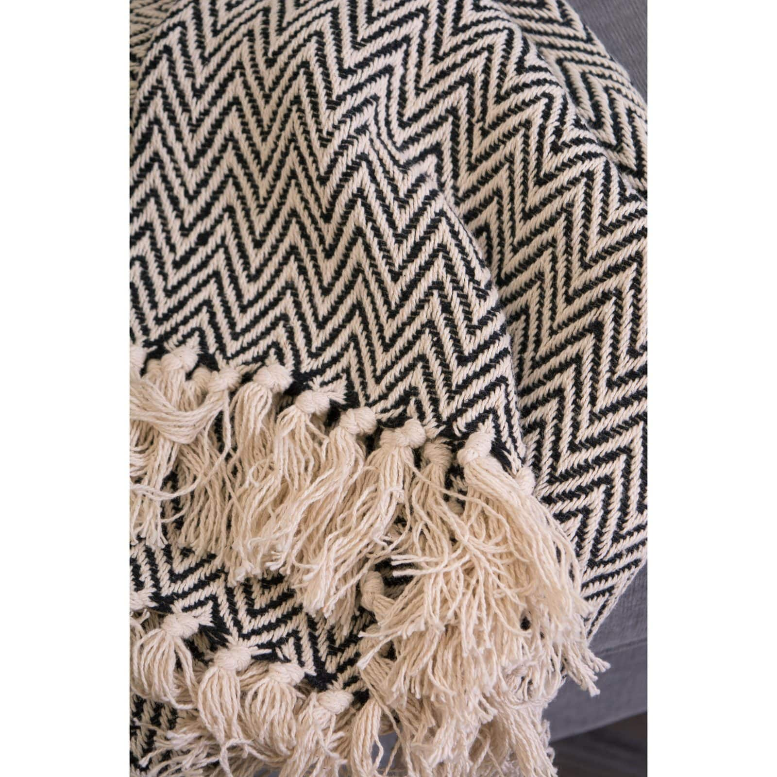 DII&#xAE; Black Handloom Chevron Throw