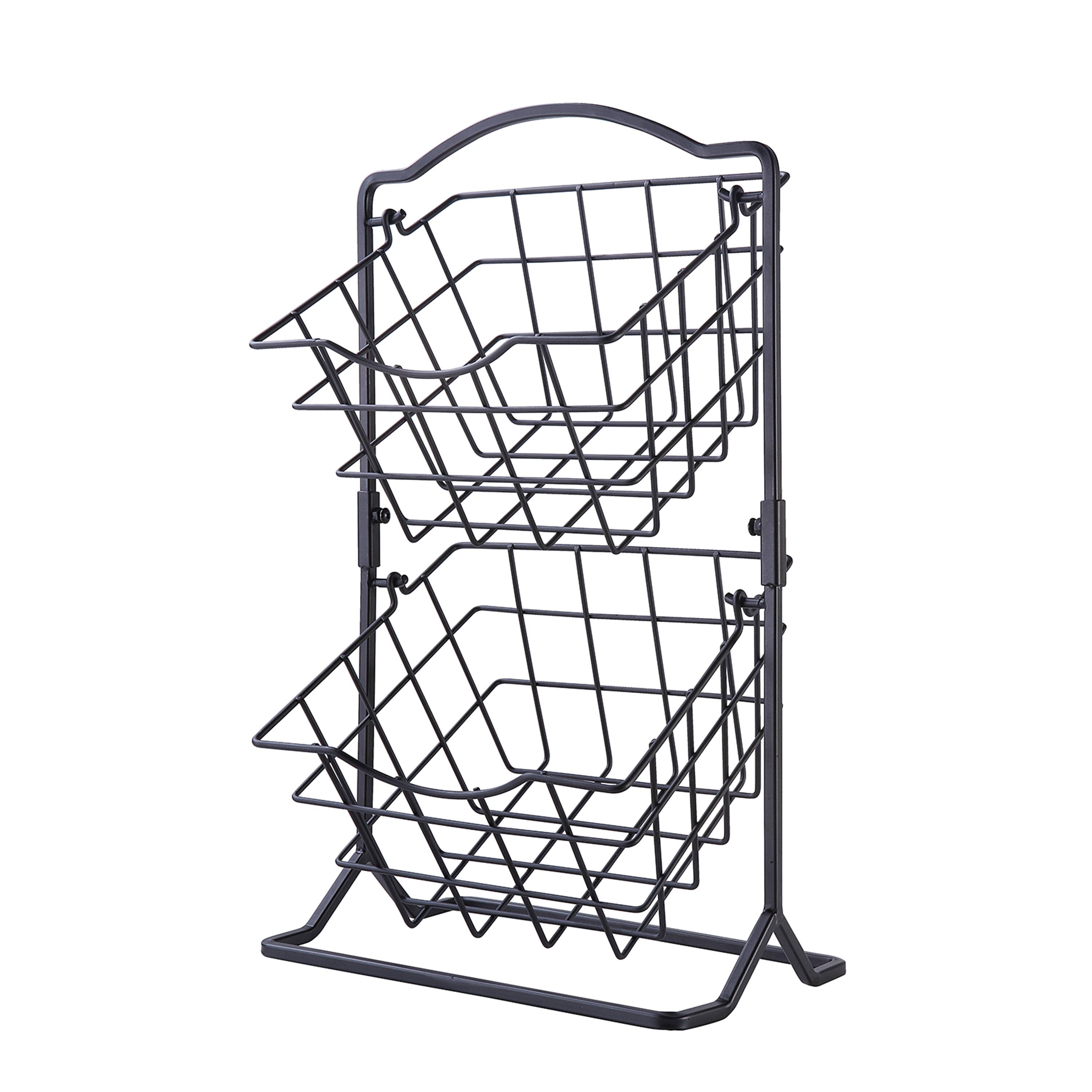 SunnyPoint Black 2-Tier Storage Basket