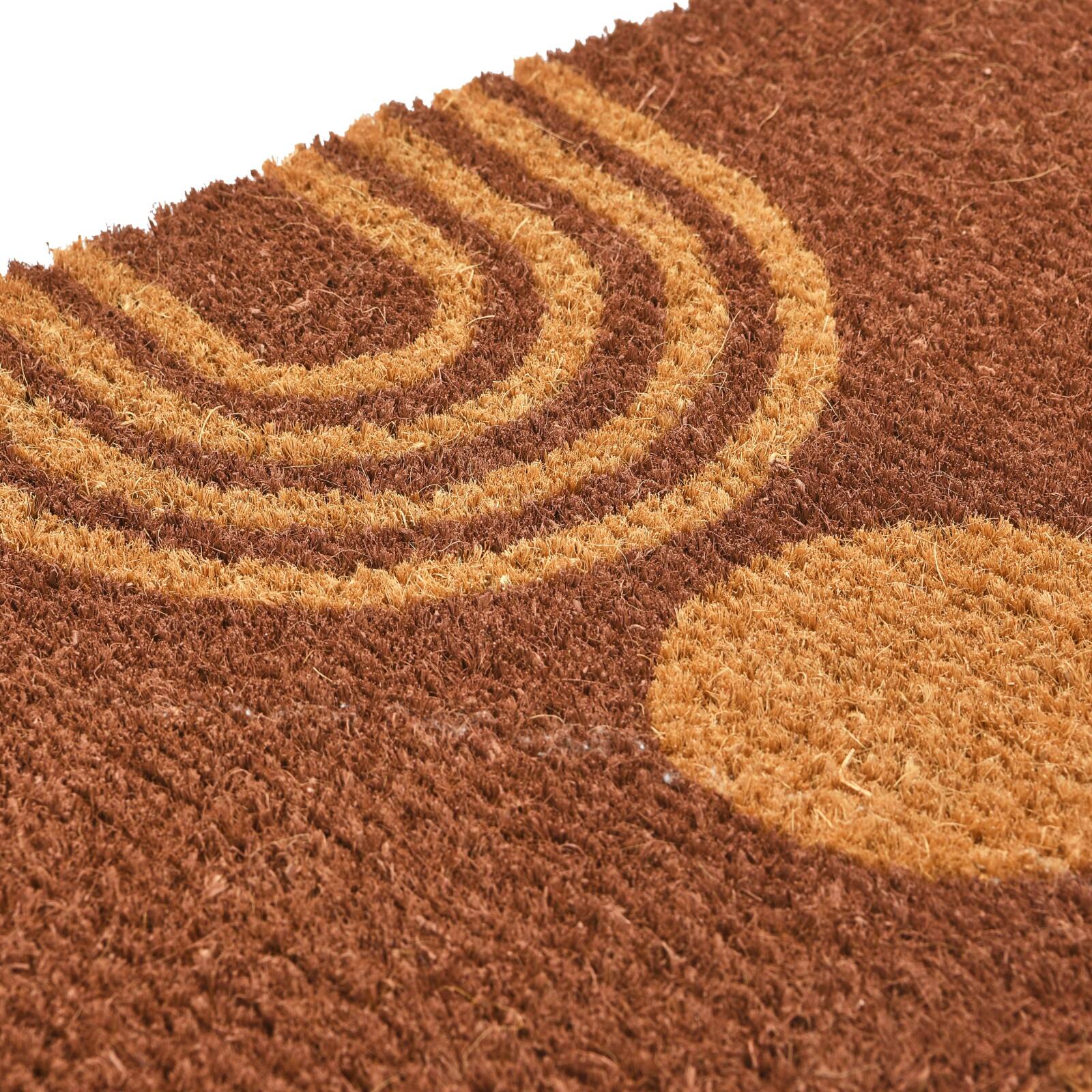 Natural Coir Doormat with Rainbow and Circle