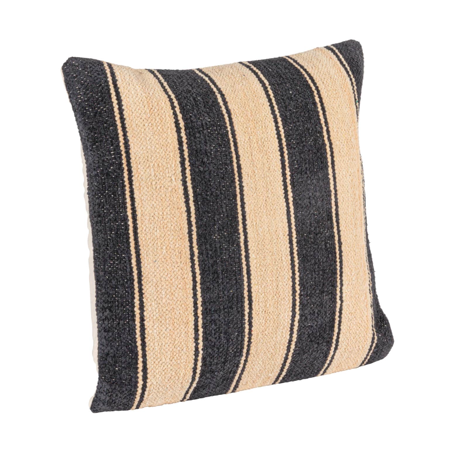 Hello Honey® 20" Black & Cream Striped Cotton Blend Chenille Pillow