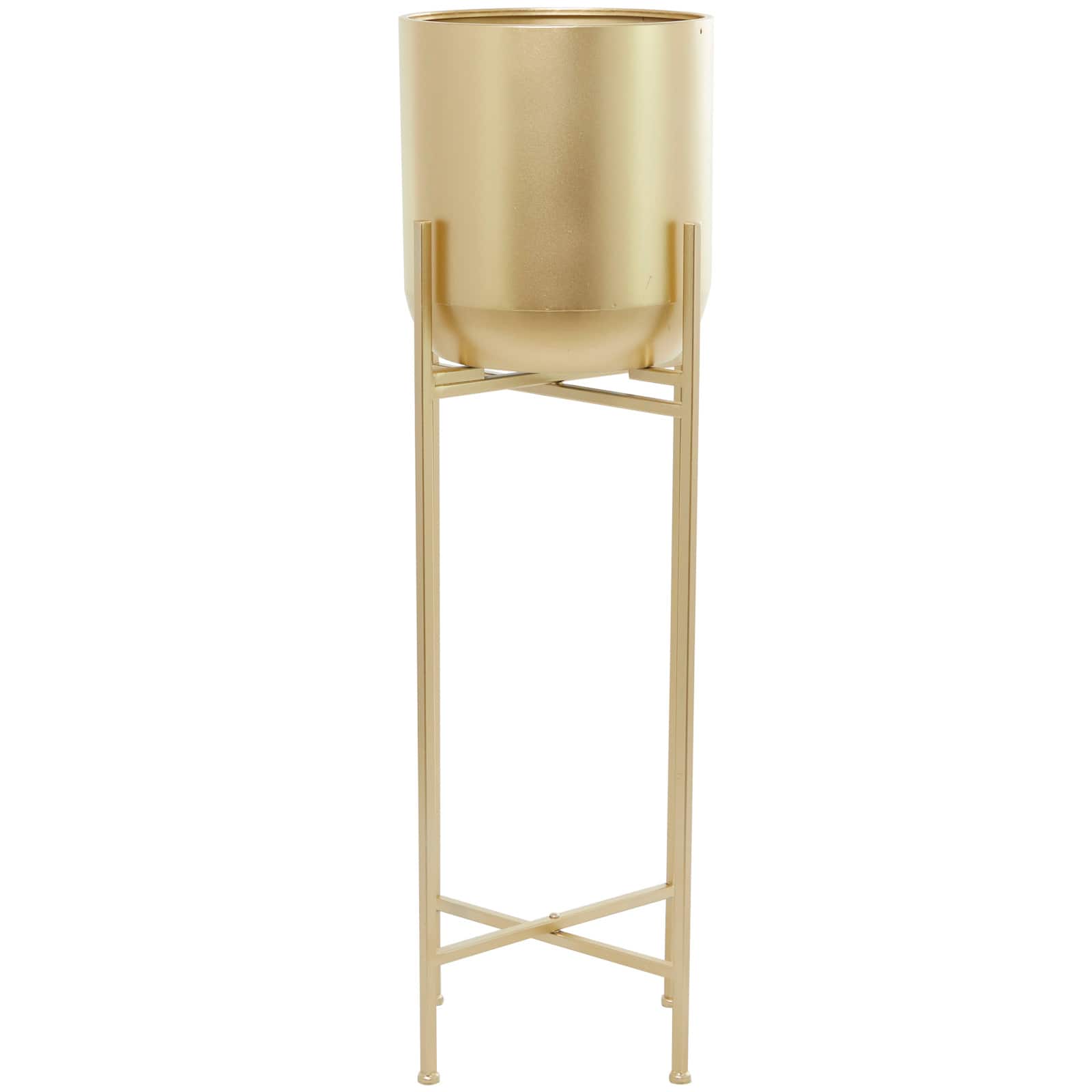 Gold Metal Modern Planter, 13" x 13" x 41"