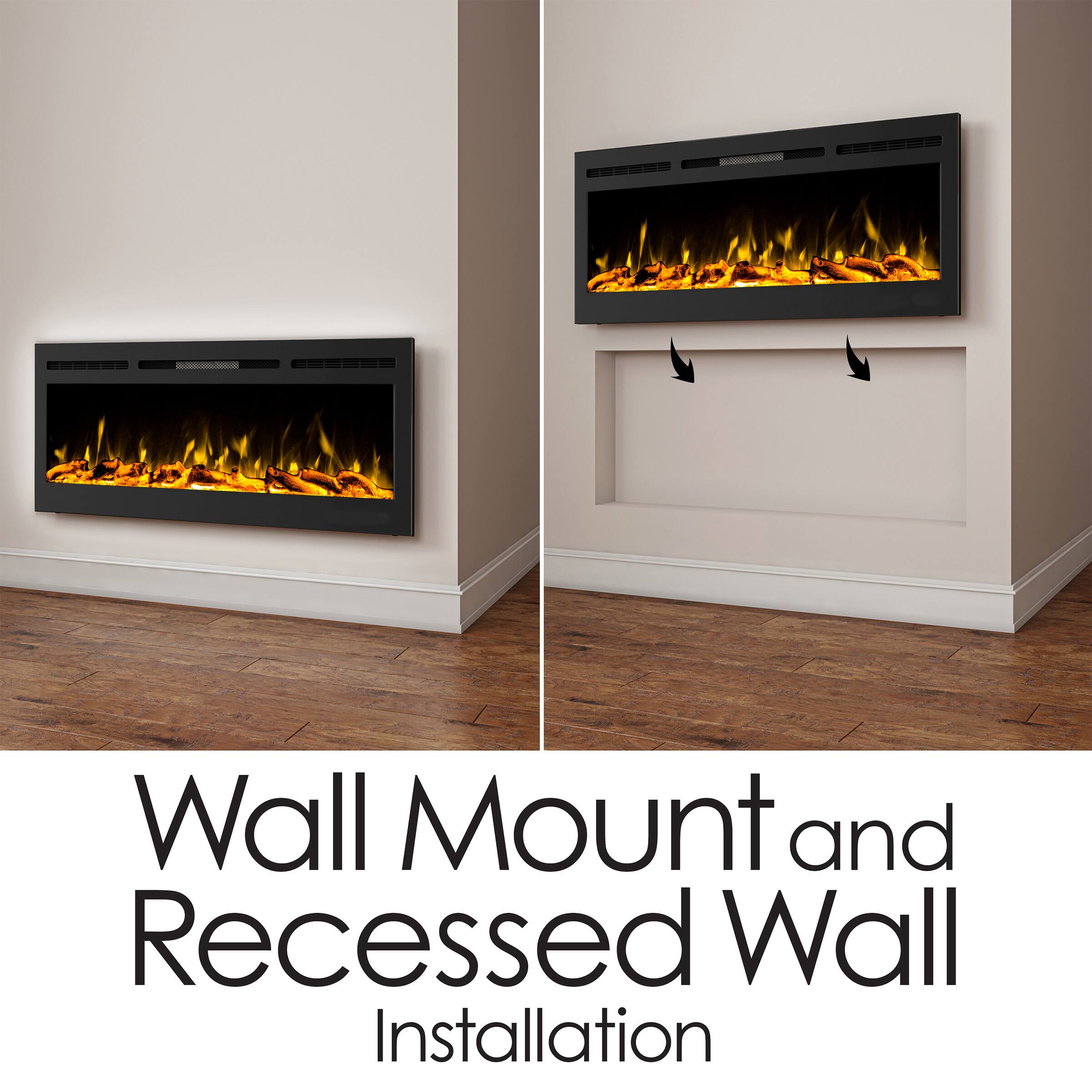 Hastings Home 50&#x22; Black Electric Fireplace