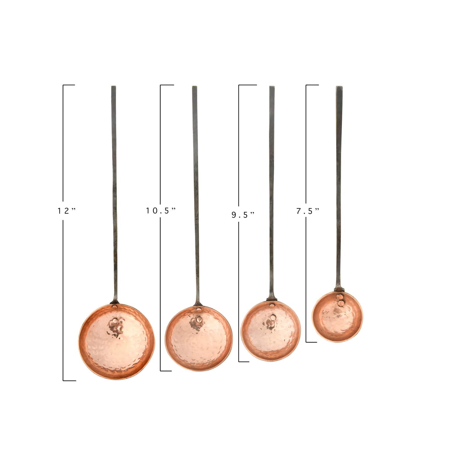 Hello Honey&#xAE; Hammer-Textured Copper Ladles with Smooth Handles Set