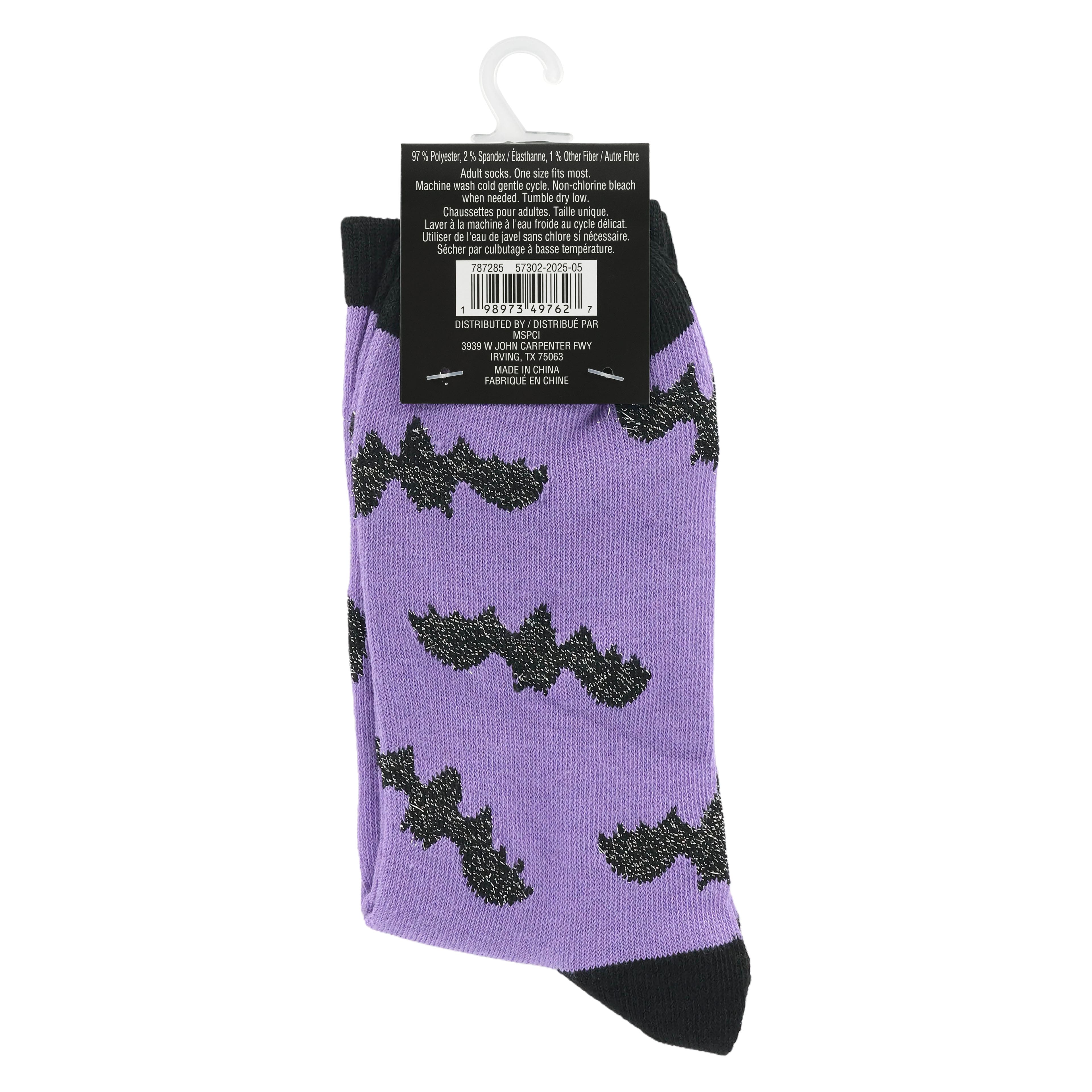 Purple &#x26; Black Bat Crew Socks by Celebrate It&#x2122;
