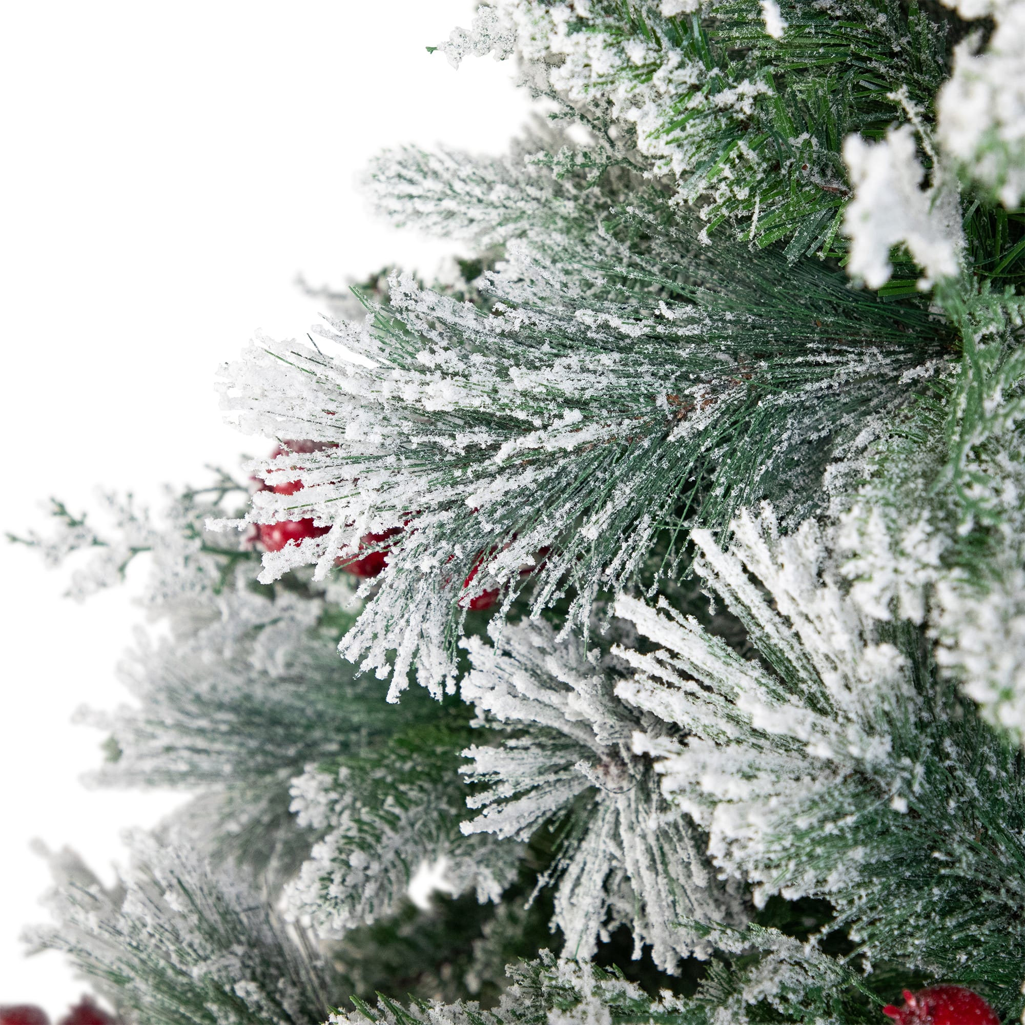6.5ft. Unlit Real Touch™ Heavily Flocked Whittaker Spruce Full Artificial Christmas Tree with Frosted Red Berries
