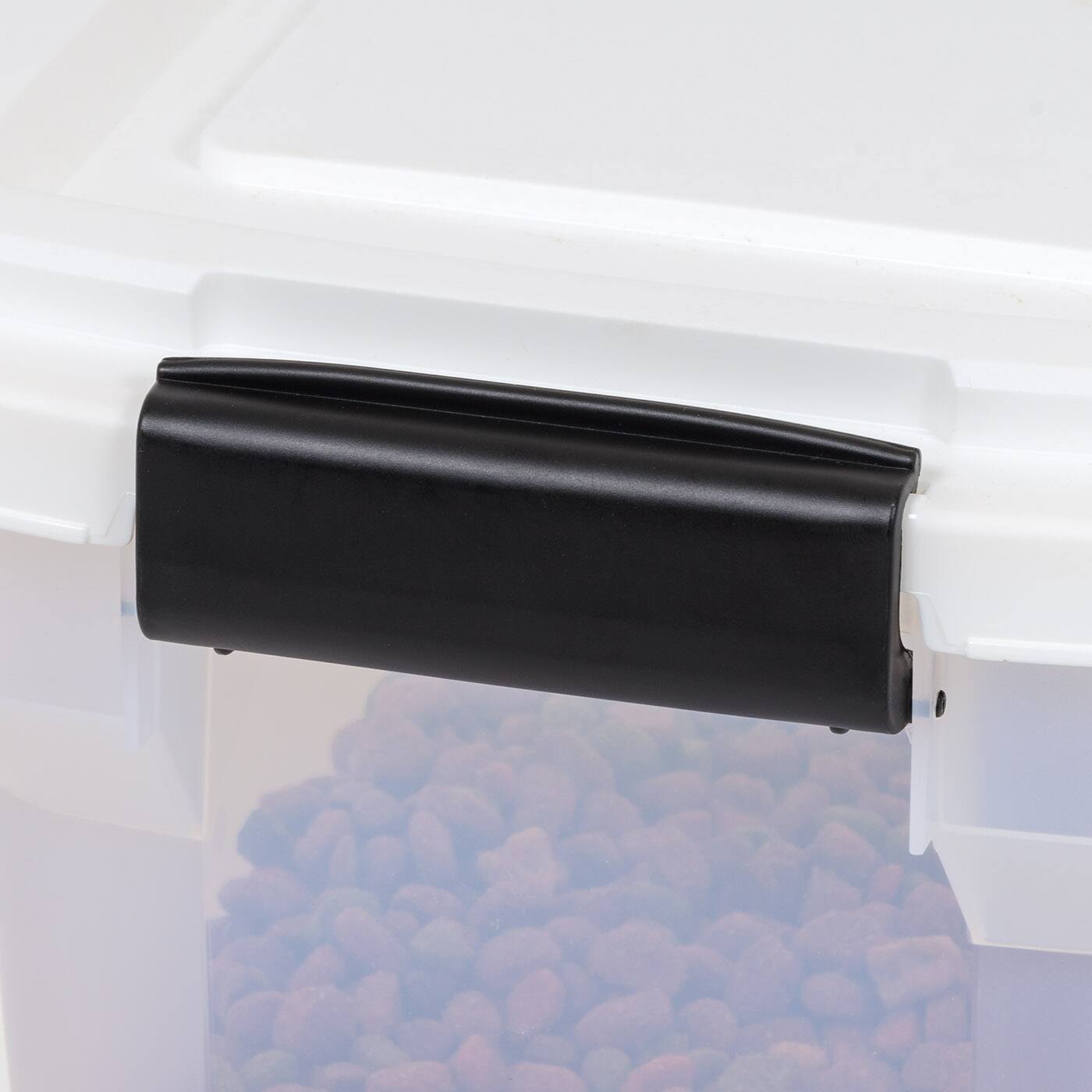 IRIS Clear, White, Black & Dark Gray 28qt. Food Container With Sealed Top & Scoop