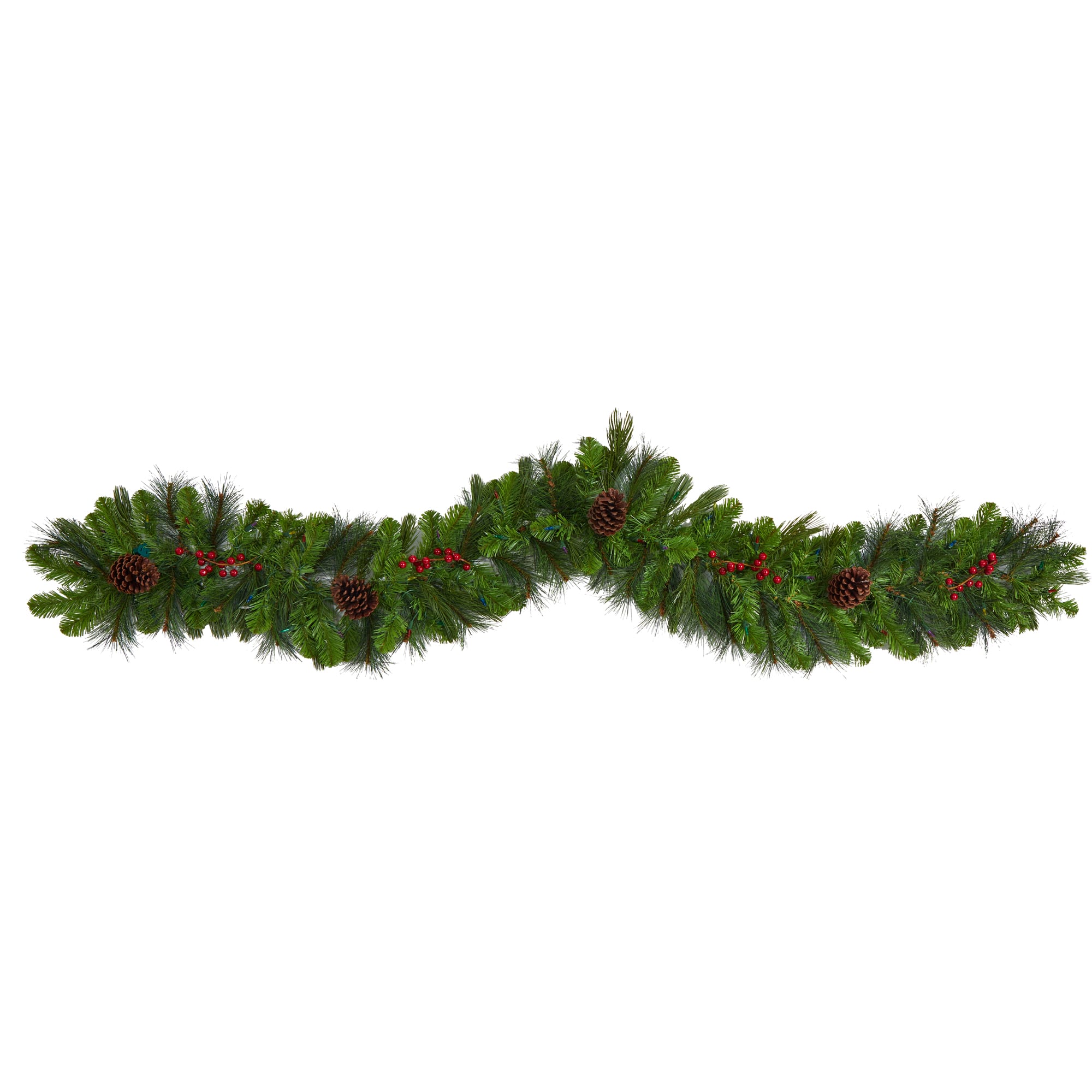 6ft. Pre-Lit LED Colorado Fir Christmas Garland with Berries &#x26; Pinecones