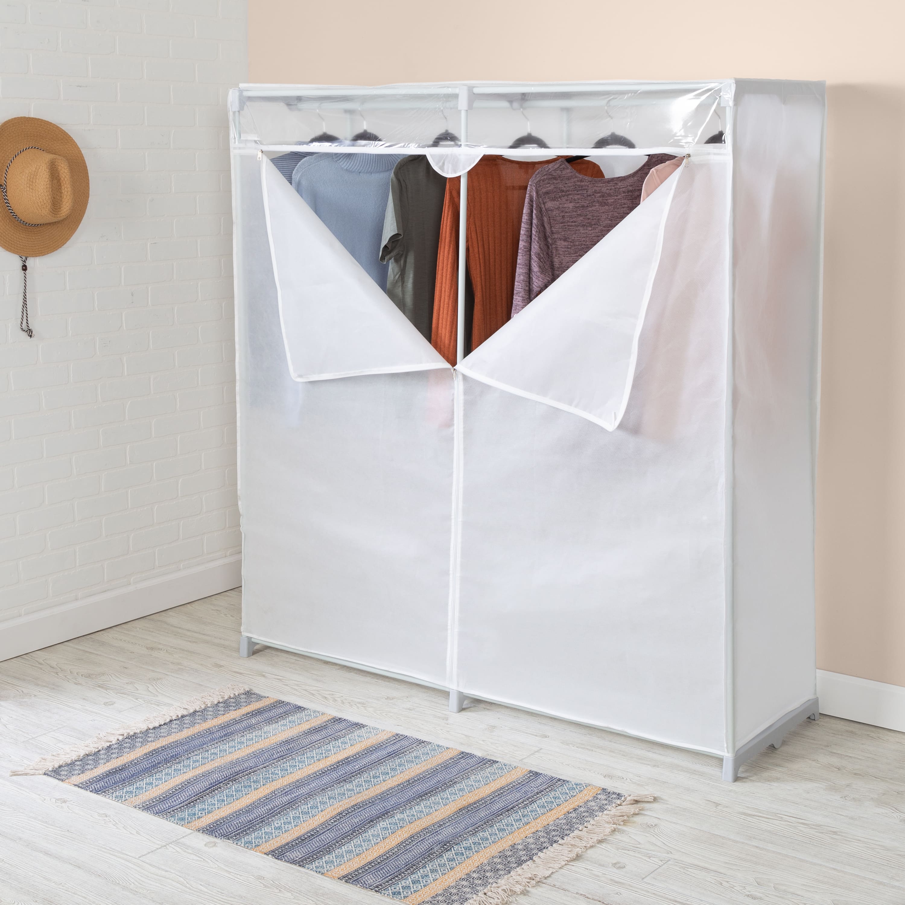 Honey Can Do White Freestanding Storage Closet With Cover