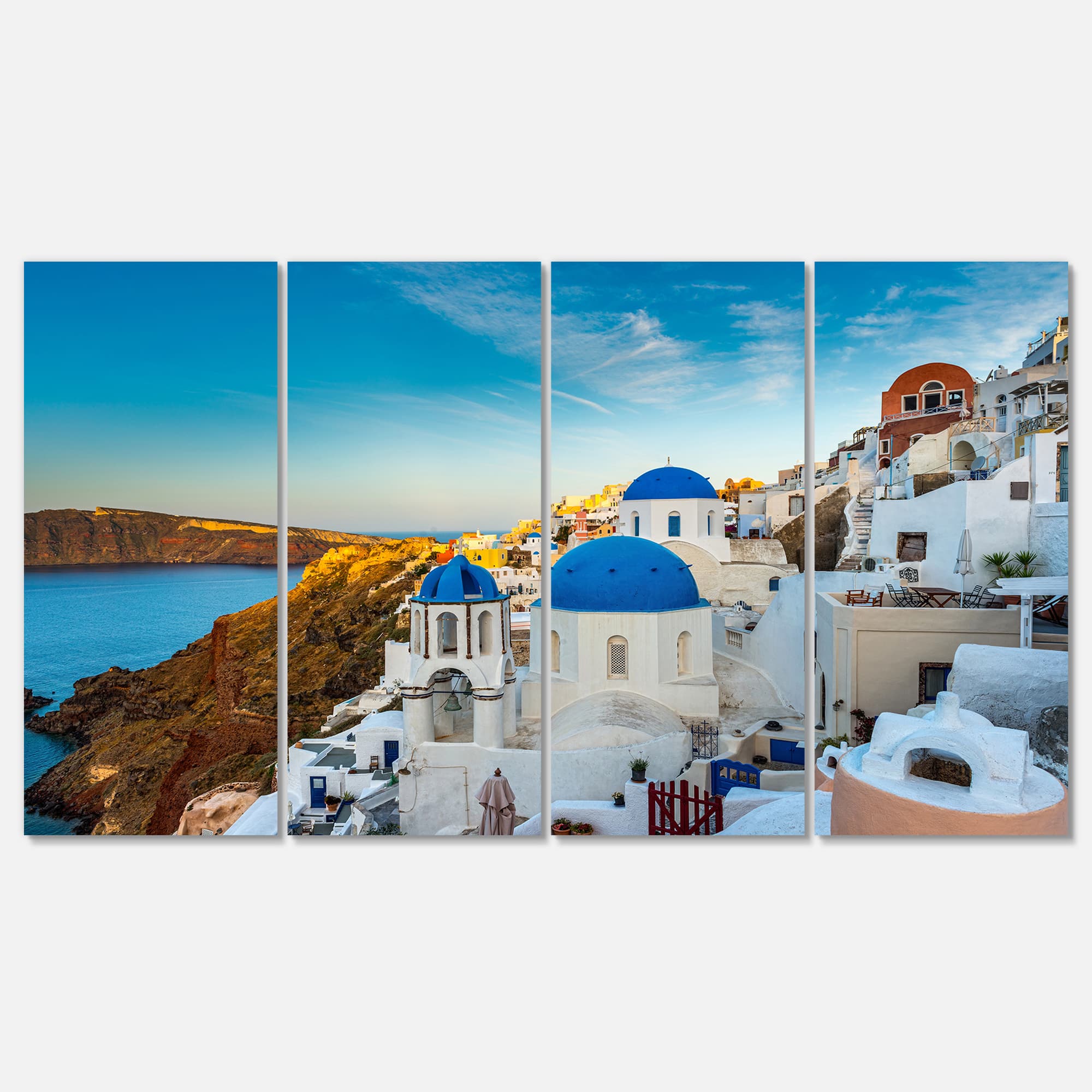 Designart - Beautiful Santorin Houses Greece - Large Cityscape Art Print on Canvas