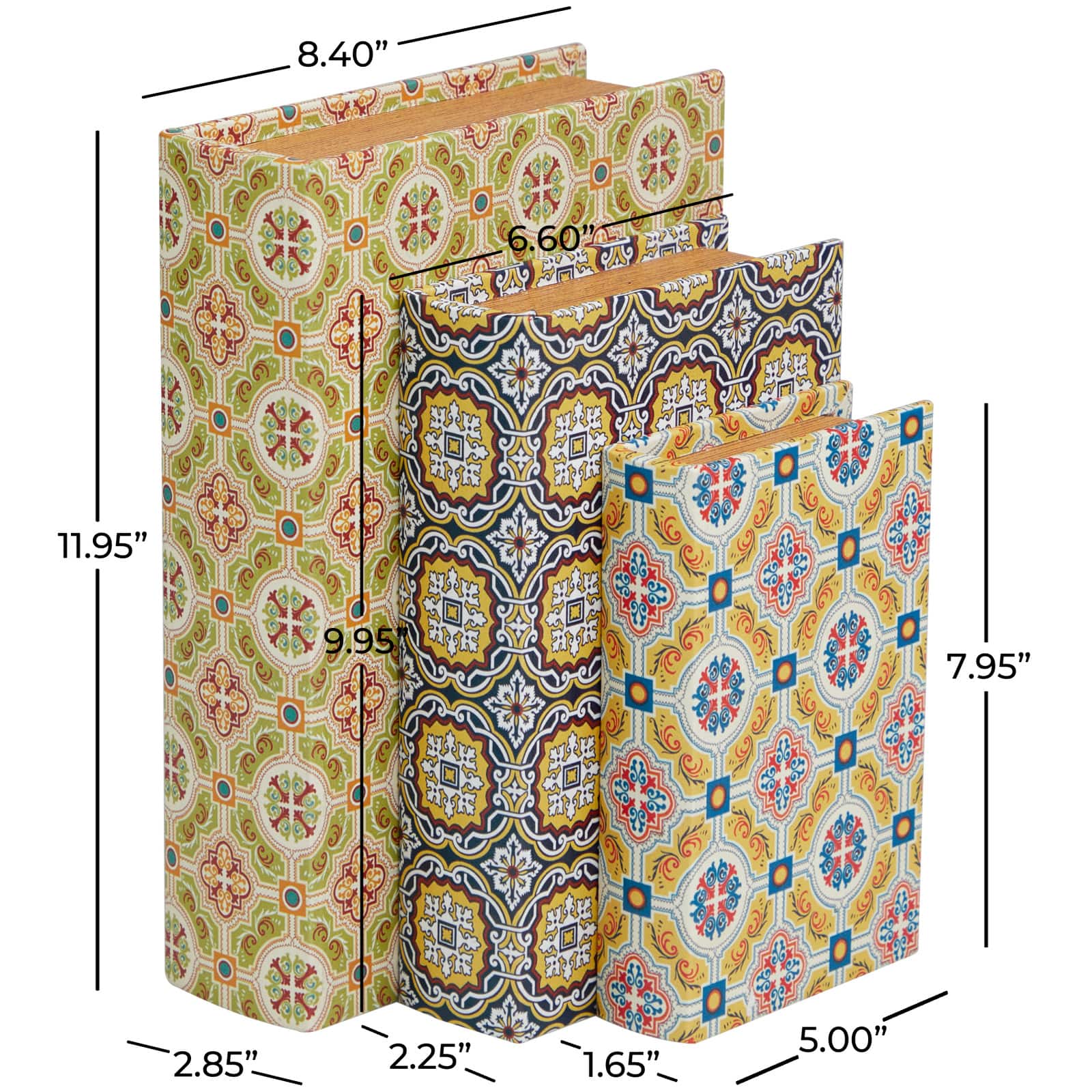 Arabesque Pattern Canvas Storage Book Box Set