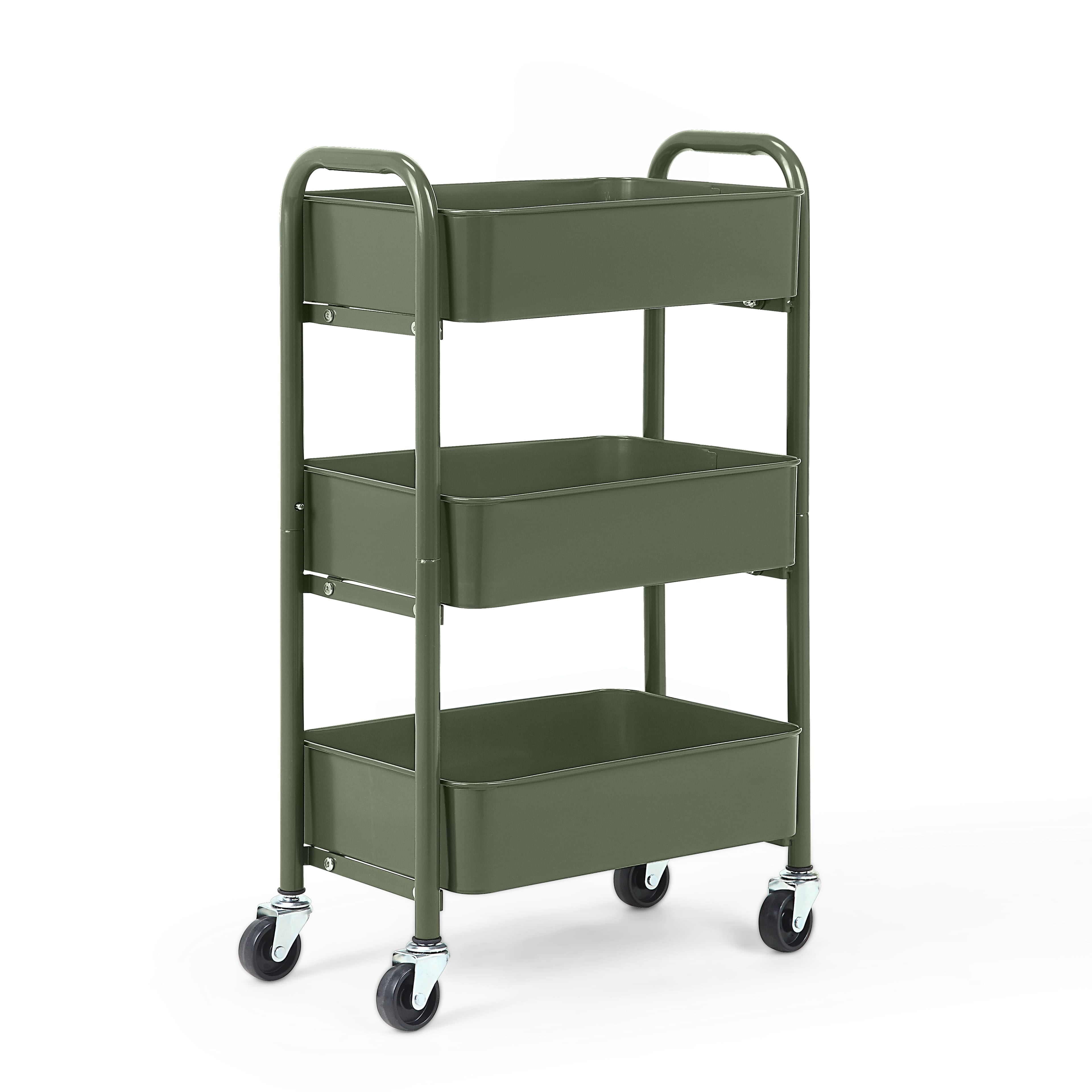 SunnyPoint Compact 3-Tier Metal Rolling Cart