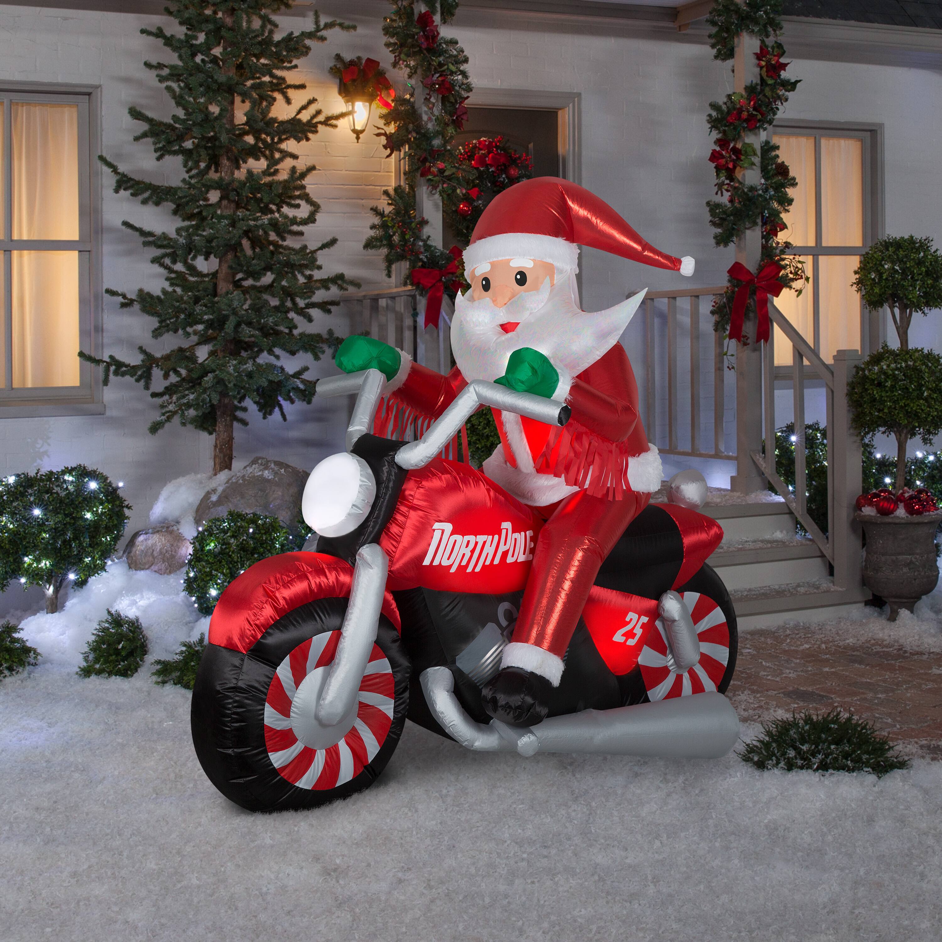 5.5ft. Airblown® Inflatable Christmas Luxe Santa on Motorcycle