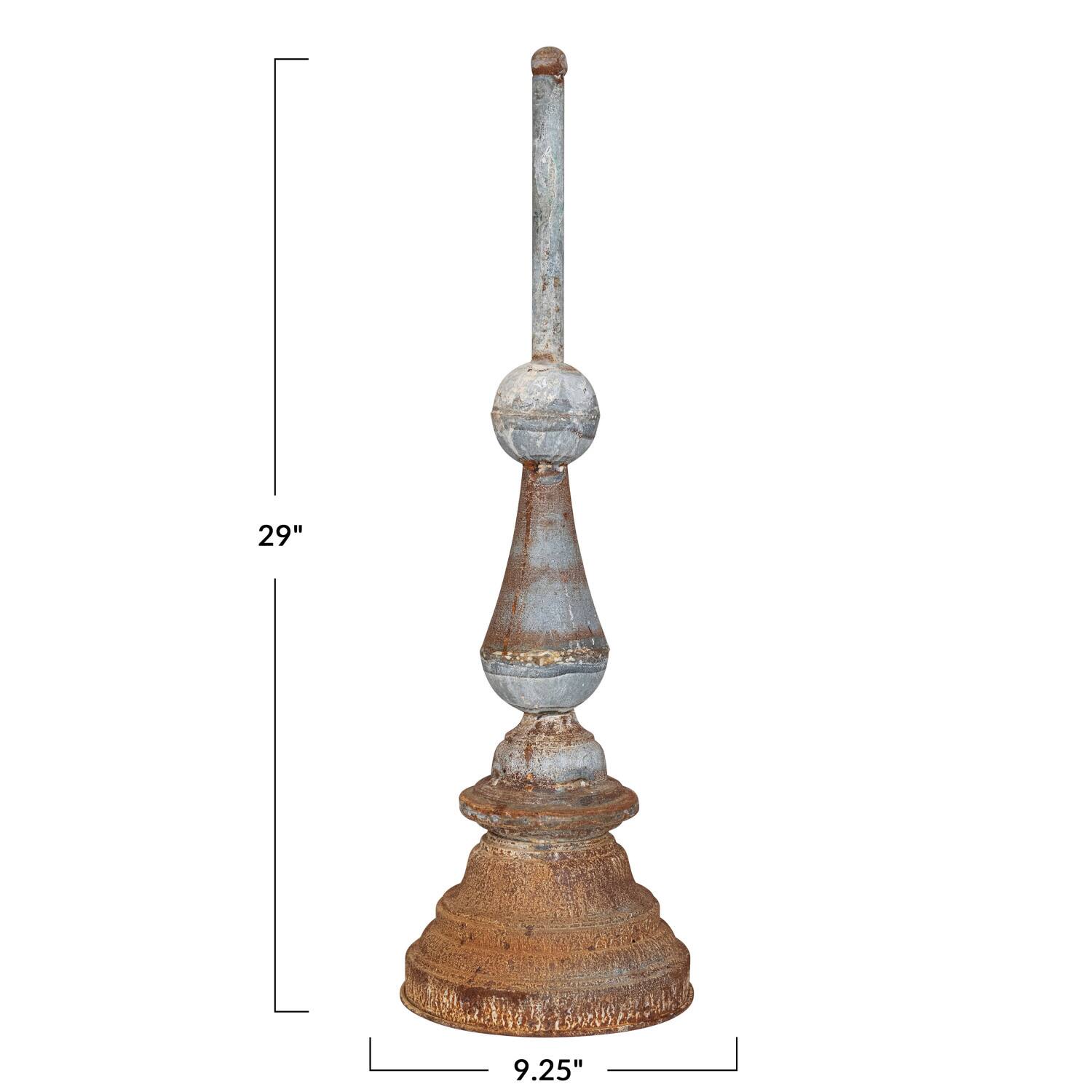 Hello Honey® 29" Distressed Zinc Finish Metal Finial Spindle Décor