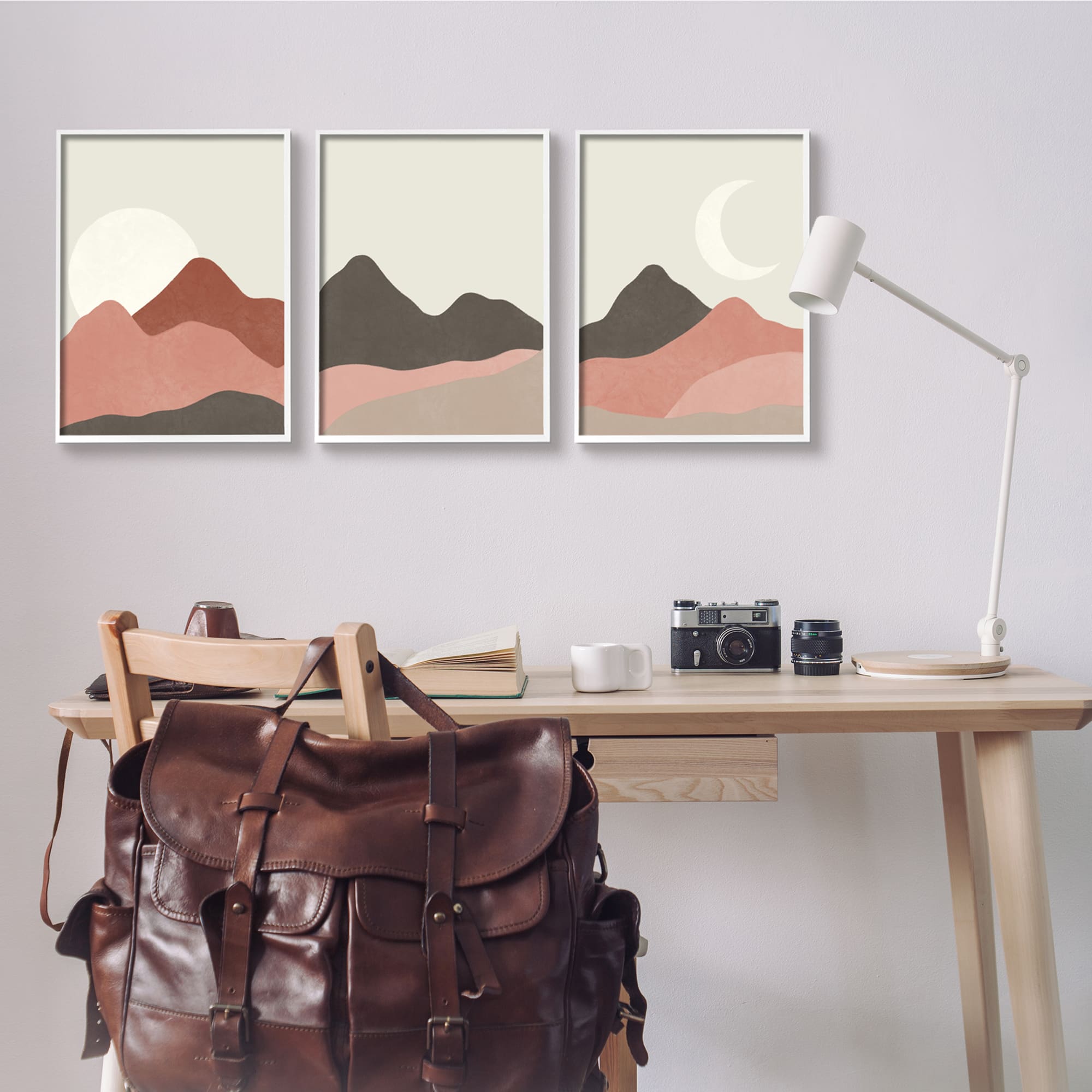 Stupell Industries Sun and Crescent Moon Desert Canyon Mountain Landscape Framed Wall Art