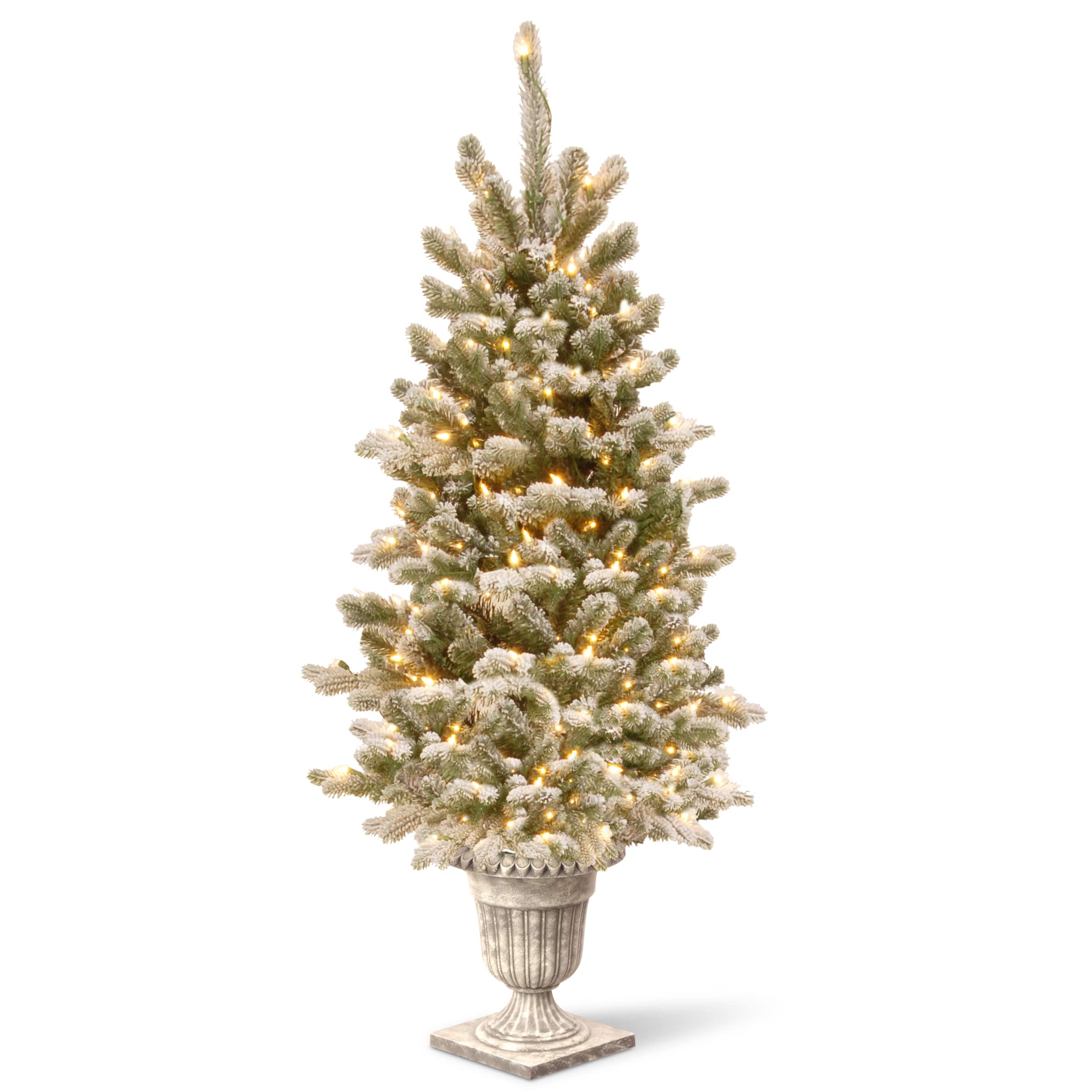 4ft. Pre-Lit Snowy Sheffield Spruce Entrance Artificial Christmas Tree, Twinkly&#x2122; LED Lights