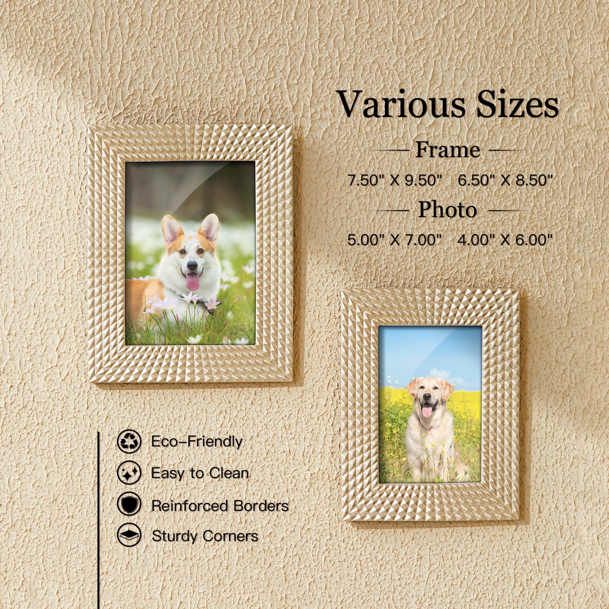 Glitzhome® Modern Gold Tabletop Picture Frame Set