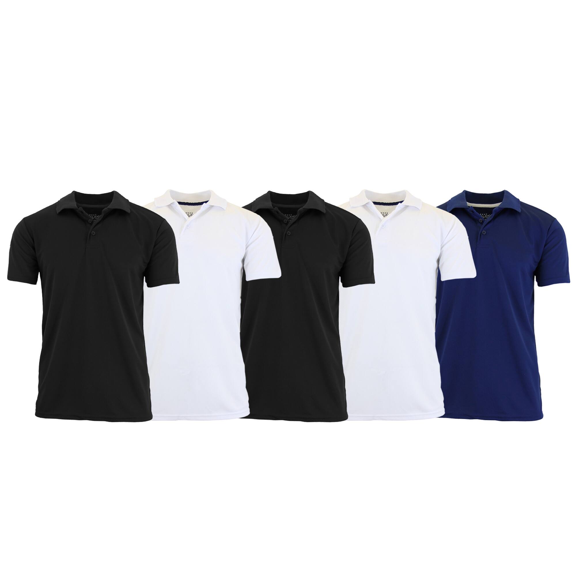 Galaxy by Harvic Moisture Wicking Short Sleeve Men&#x27;s Polo Shirt 5 Pack