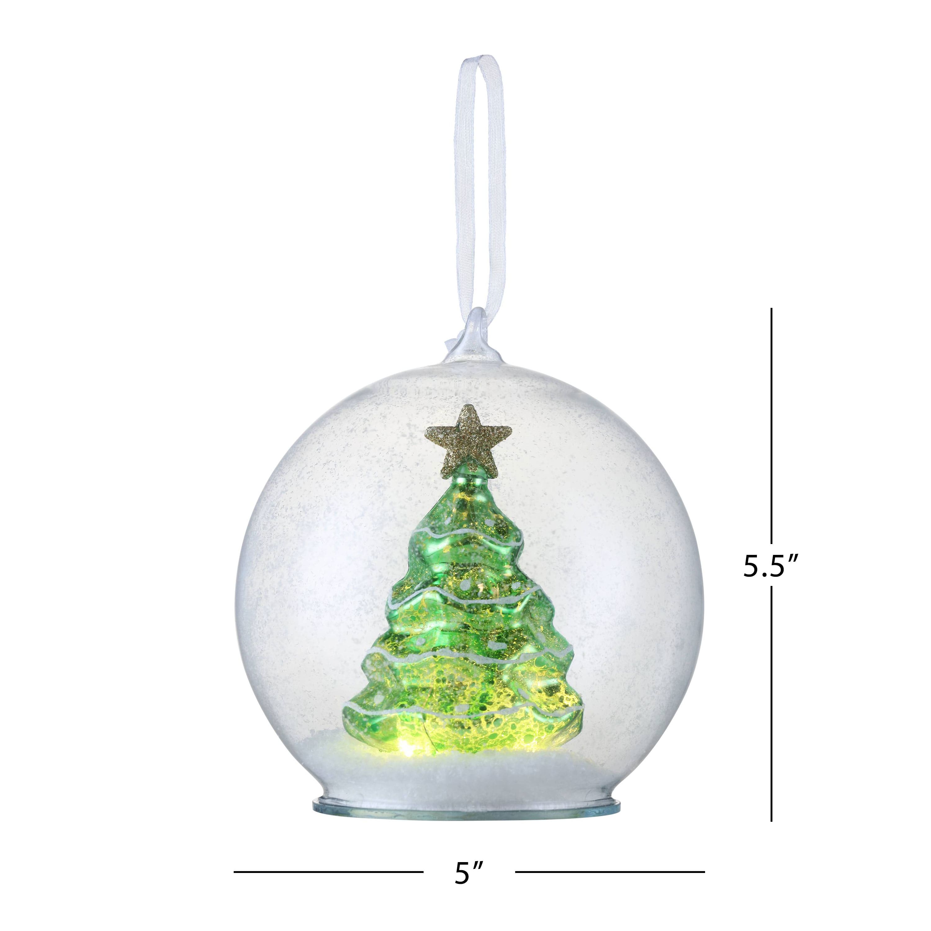Green Mercury Glass Tree Globe Ornament