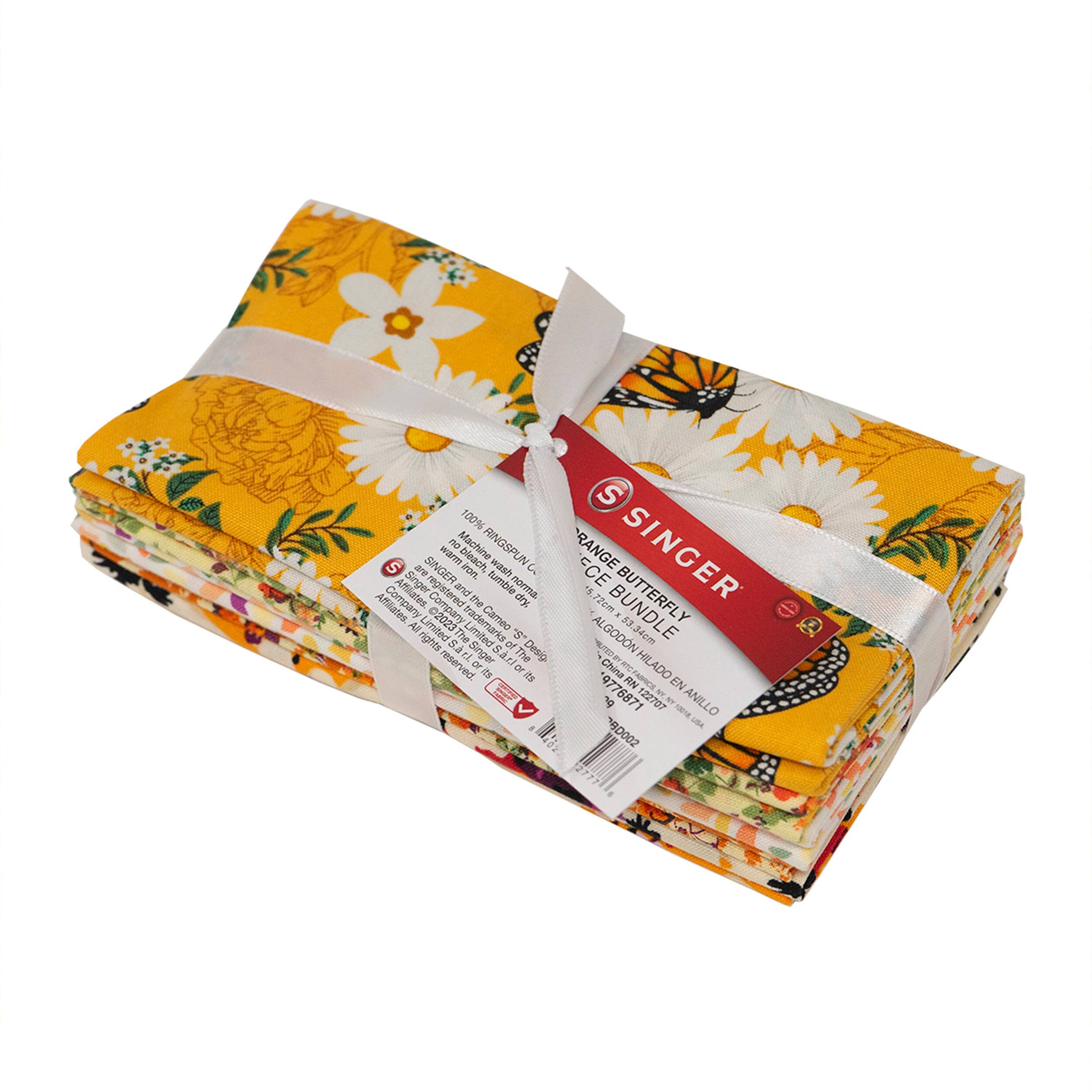 SINGER Orange Butterfly Cotton Fabric Bundle