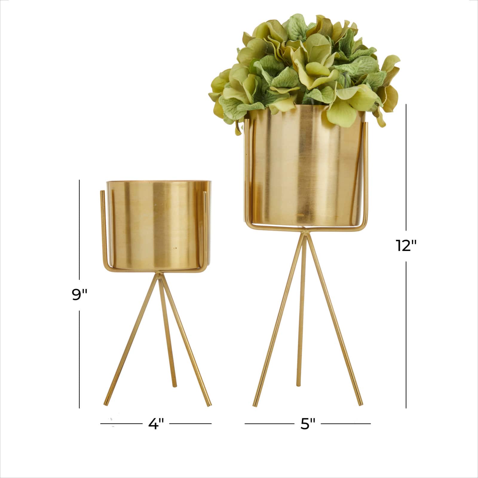Gold Contemporary Planter, Set of 2&#x22; 12&#x22;, 9&#x22;