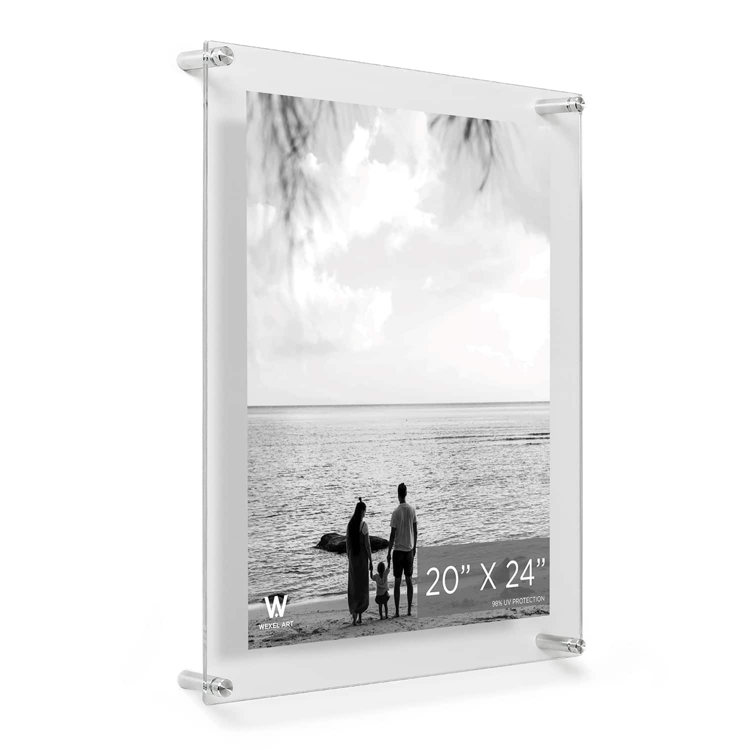 Wexel Art Double Panel Clear Acrylic Floating Wall Frame with Silver Hardware