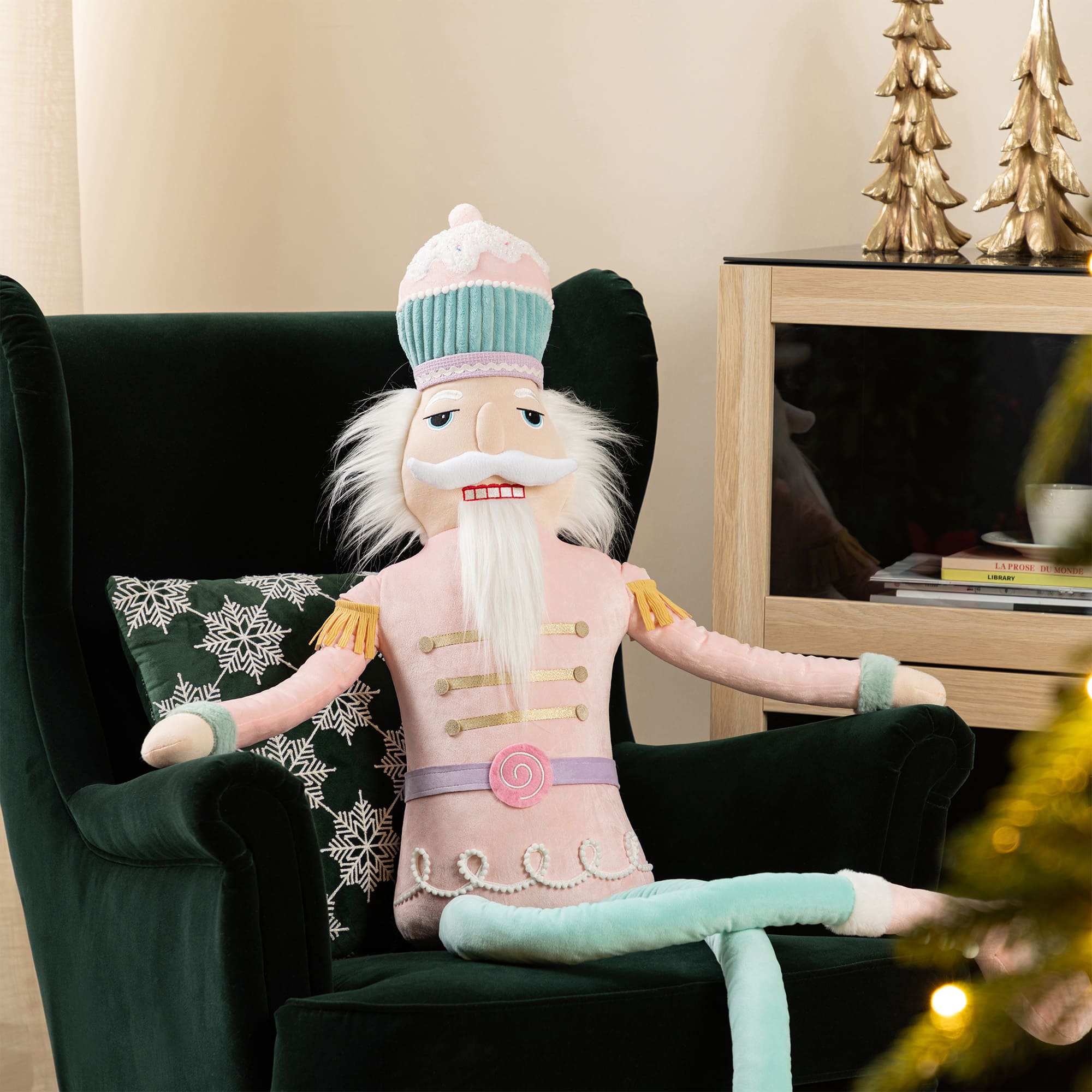 Glitzhome&#xAE; 60&#x22;H Christmas Oversized Fabric Nutcracker With Dangle Legs