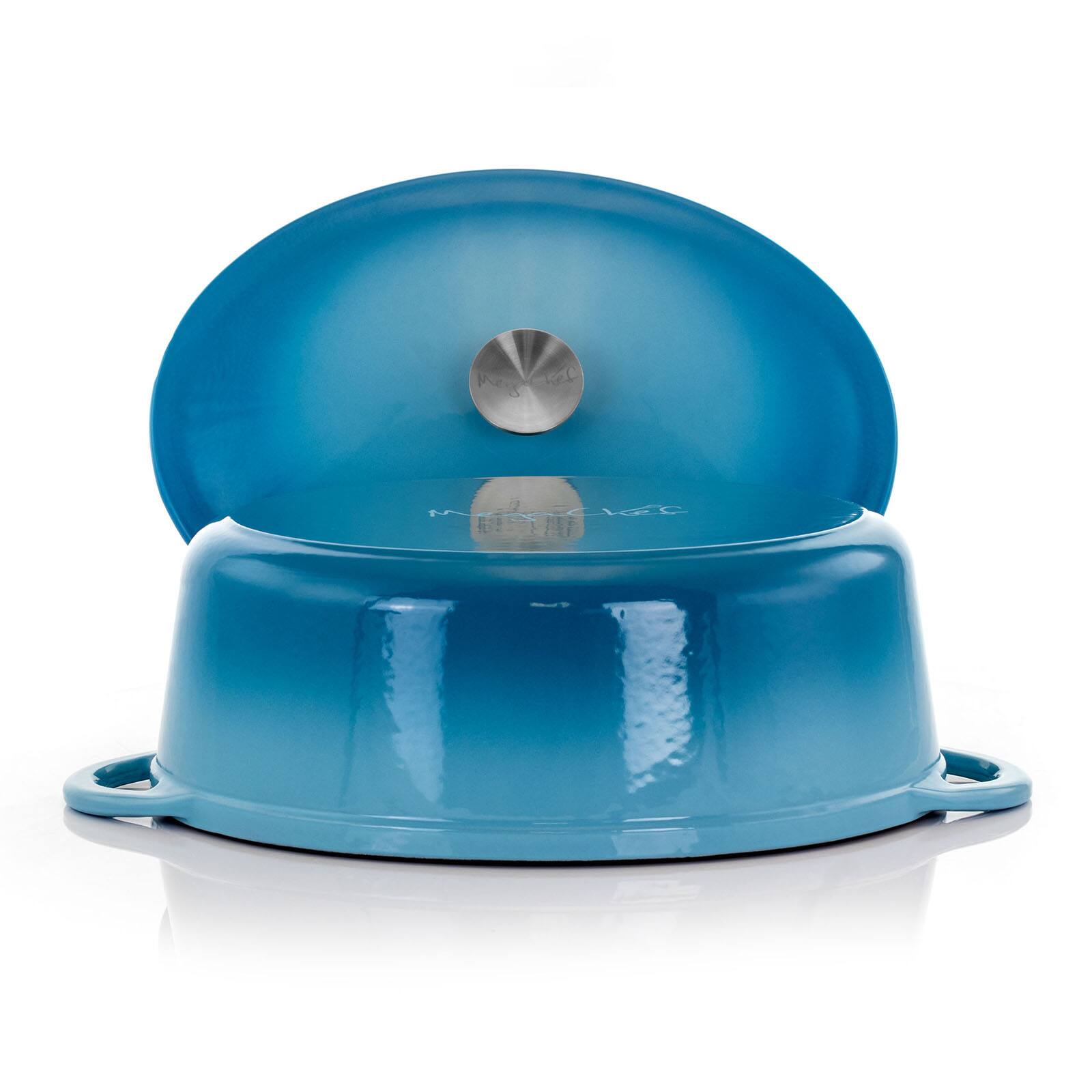 MegaChef Blue Enameled Cast Iron Casserole
