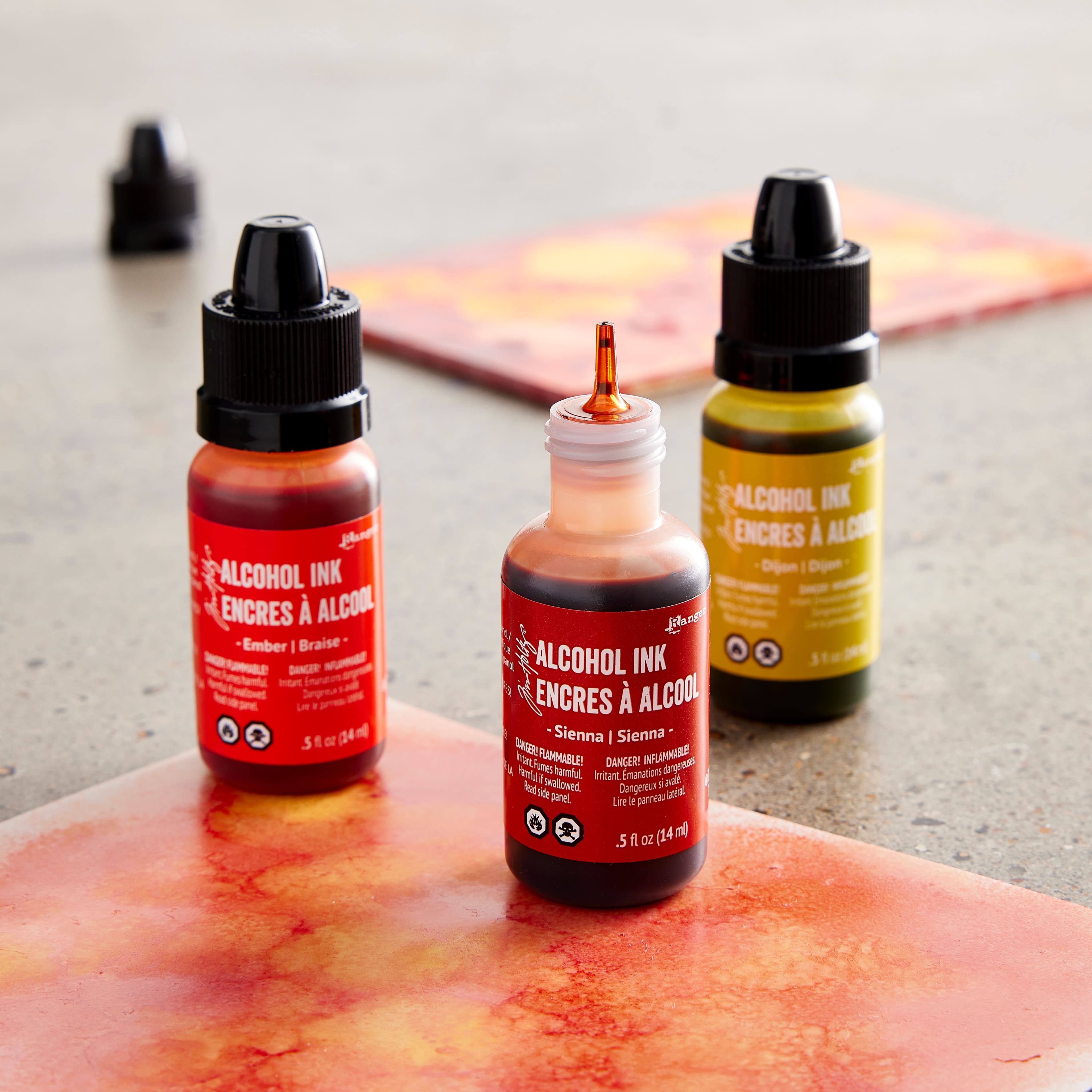 Tim Holtz&#xAE; Orange &#x26; Yellow Spectrum Alcohol Inks, 3ct.