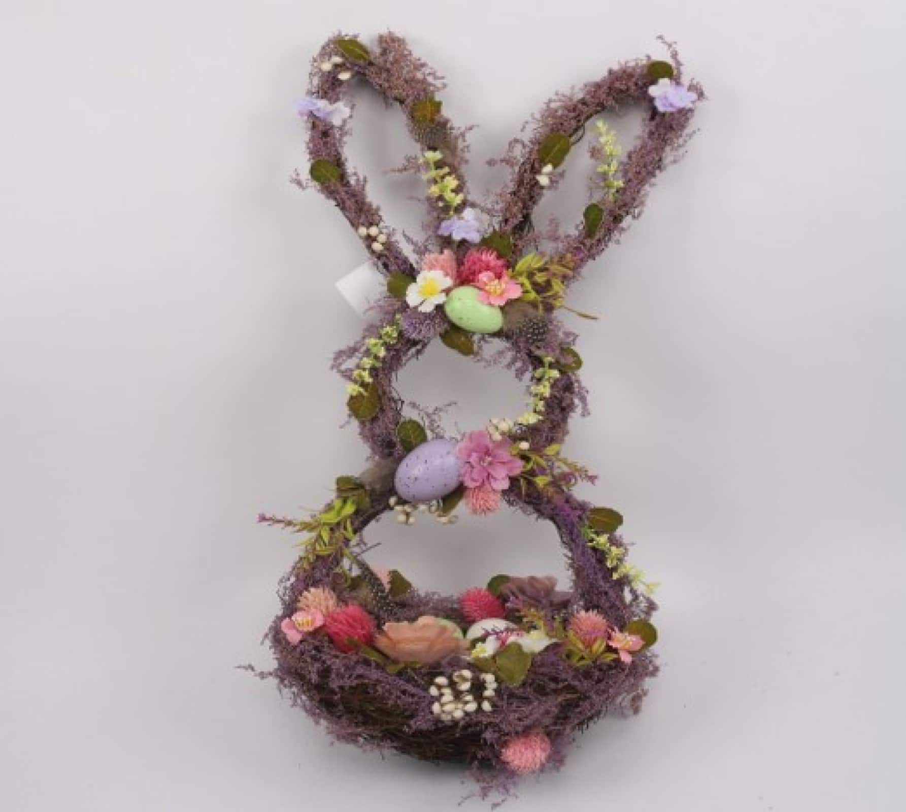 21" Floral Grapevine Bunny Shaped Easter Basket Decoration