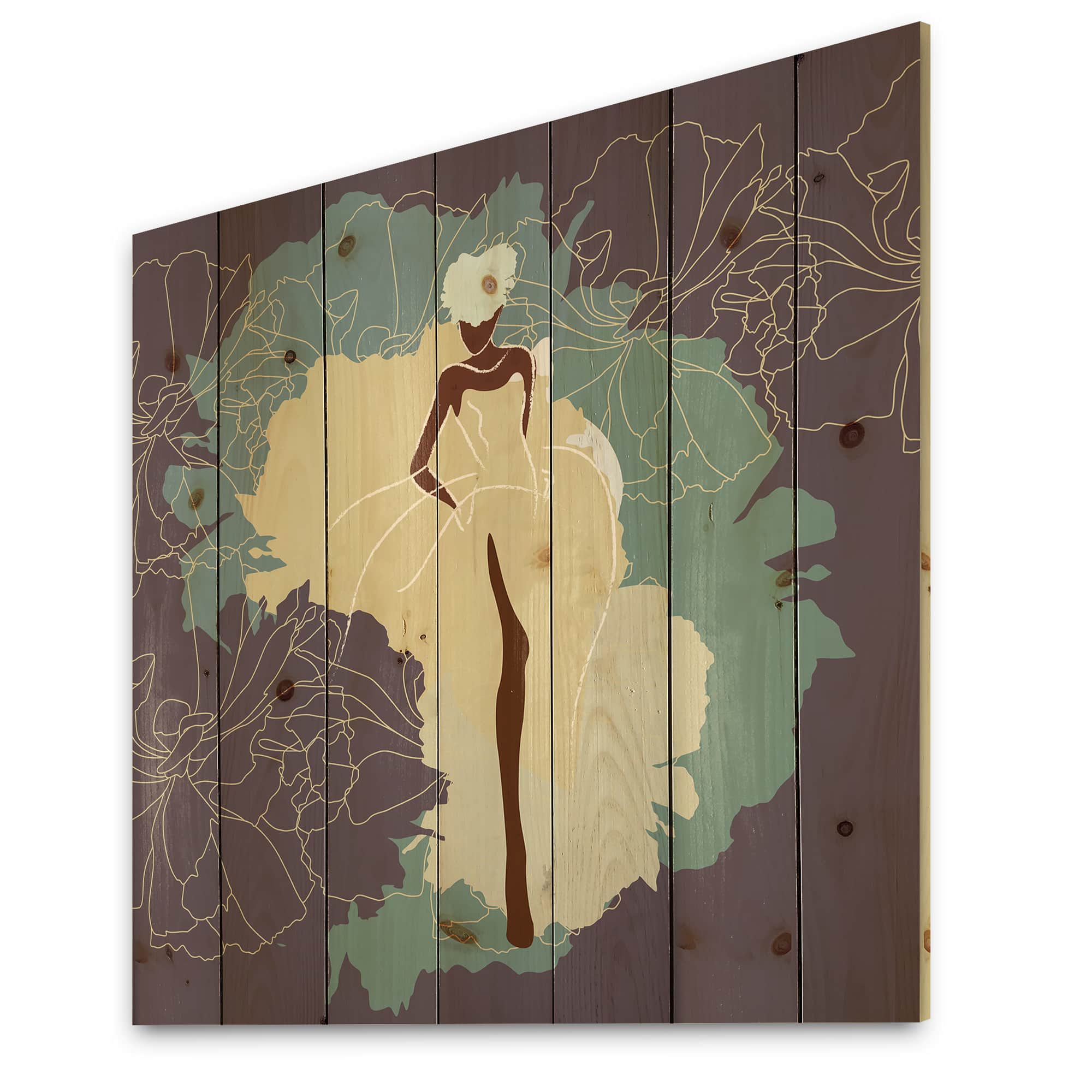 Designart - African American Woman In Gorgeous Wedding Dress - Modern Print on Natural Pine Wood